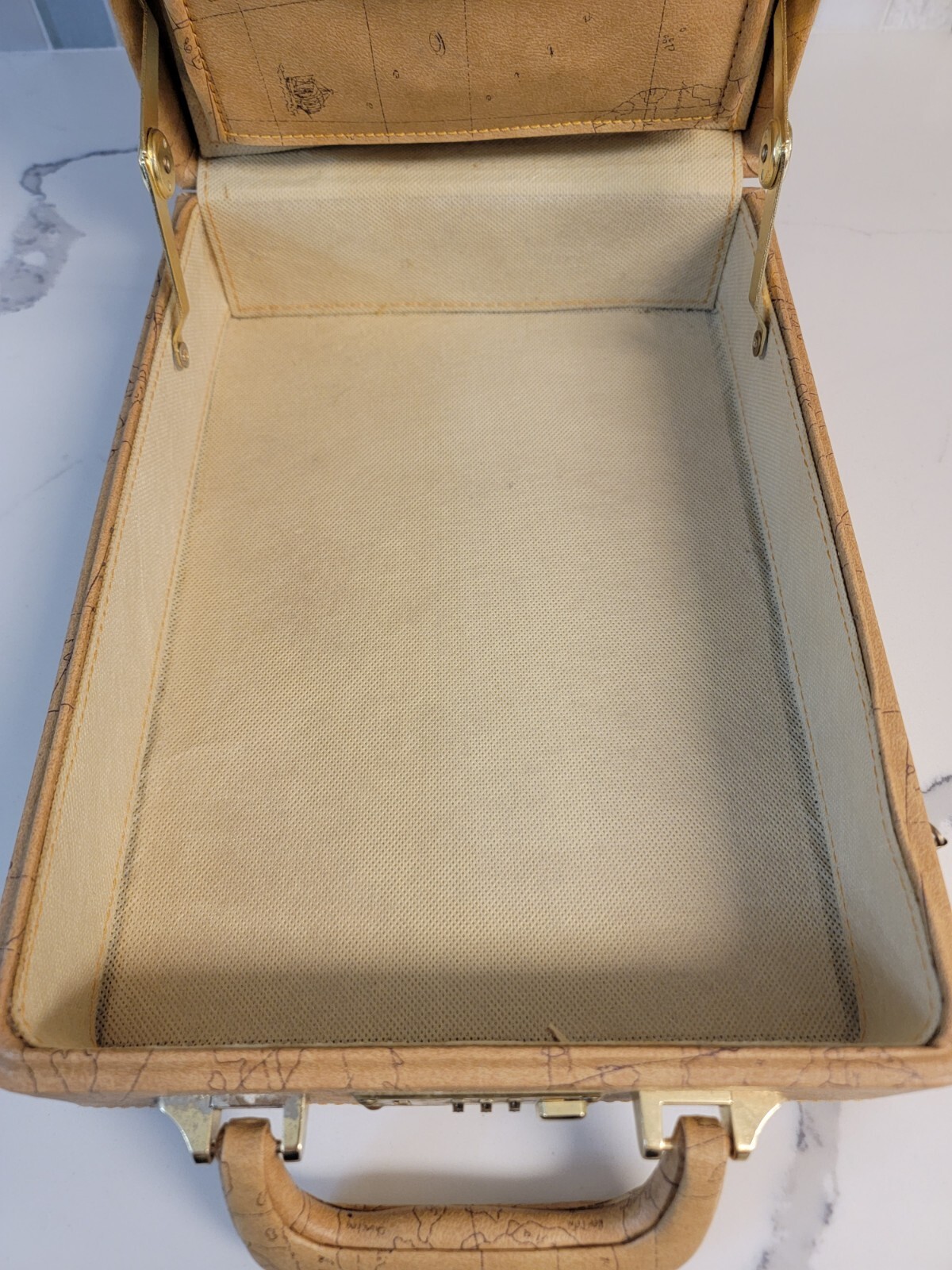 Vintage Briefcase Attache Map Pattern Perfect for Tablets or Art Supplies