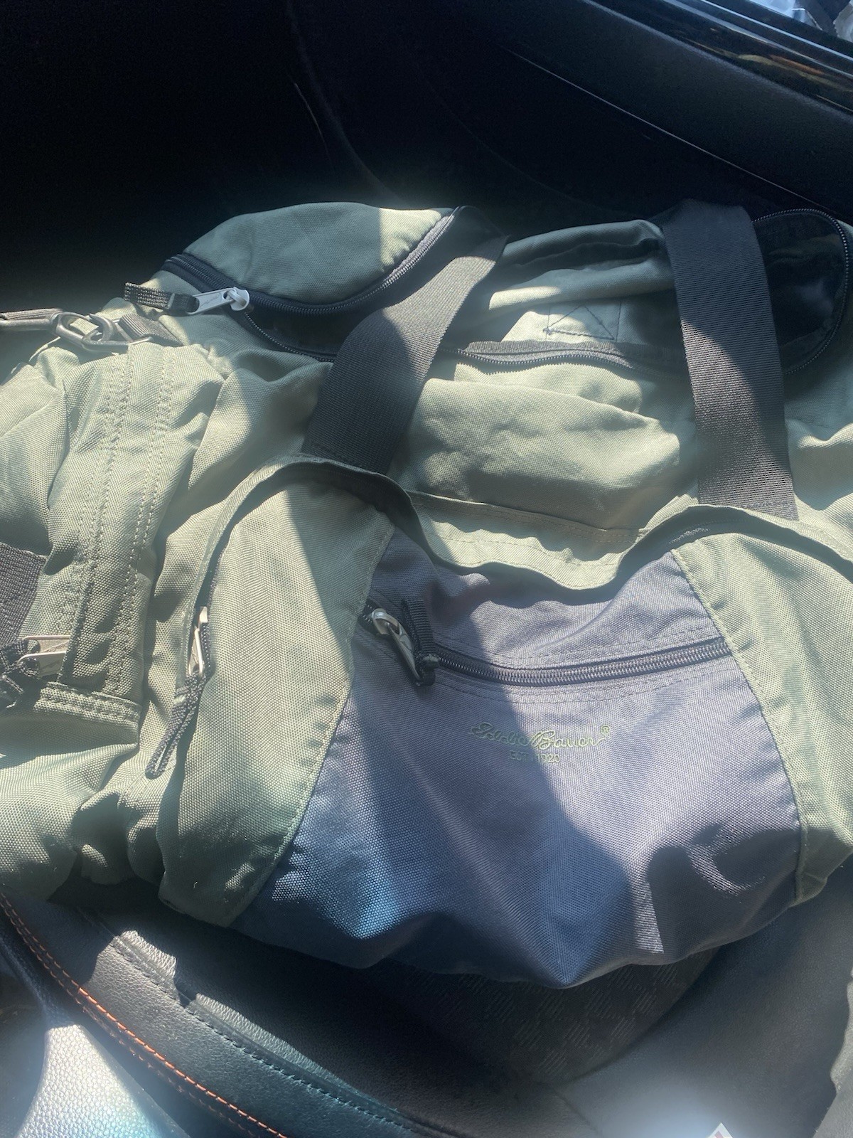 Eddie Bauer Duffel Bag Neutral Khaki Canvas, Weekender Preppy, 22x16x6
