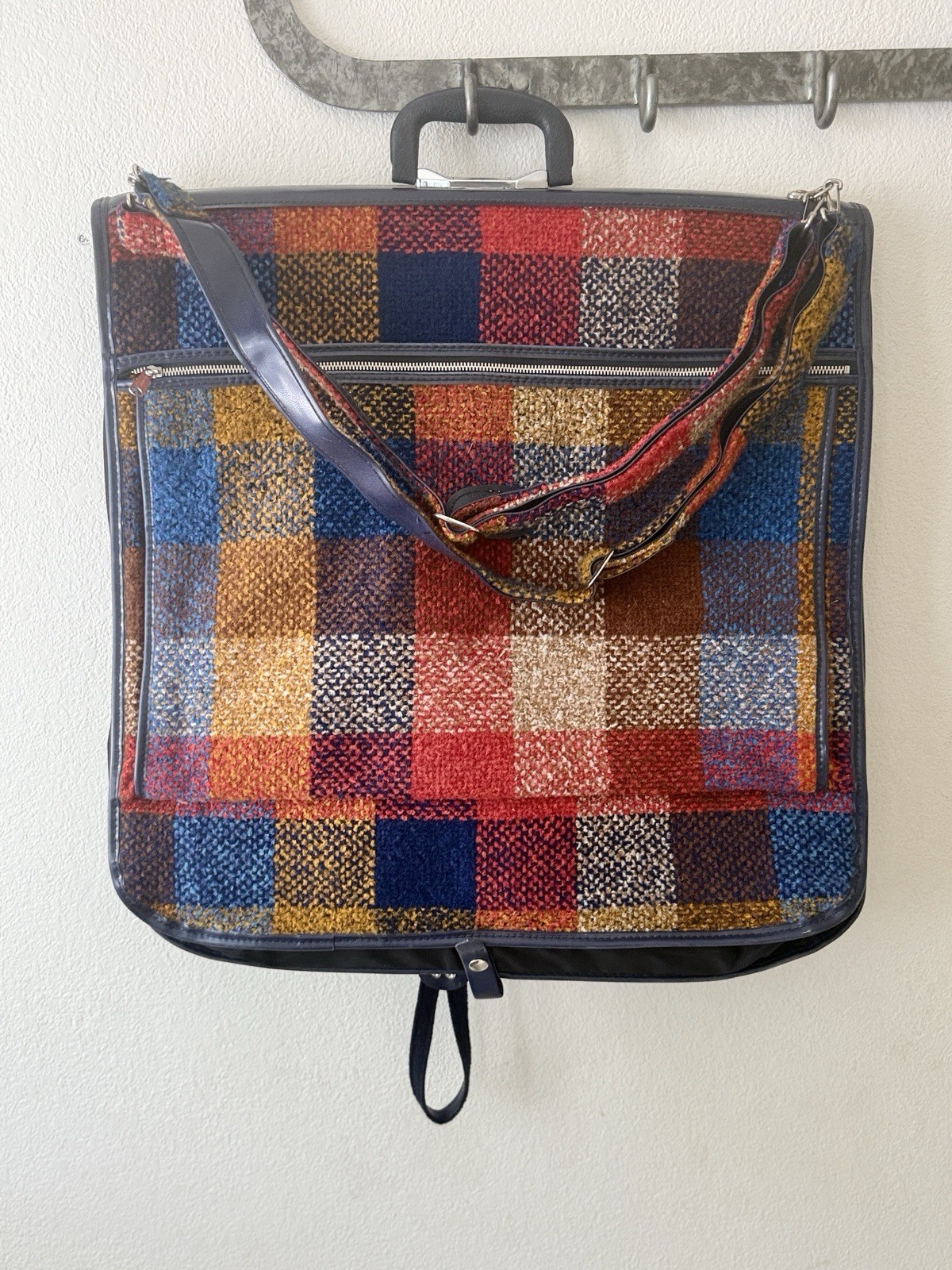 VINTAGE RARE* Skyway Luggage Plaid Rainbow Retro Tweed Garment Bag
