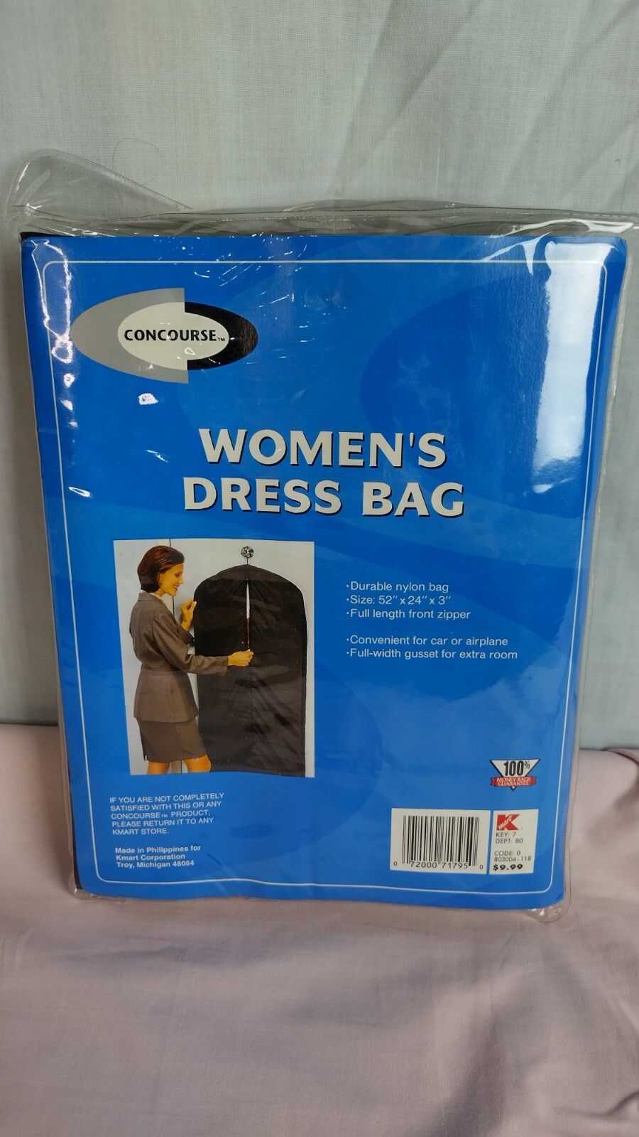 Vtg Concourse Women’s Travel Garment Bag Kmart New Old Stock 1980s Black Vyanl