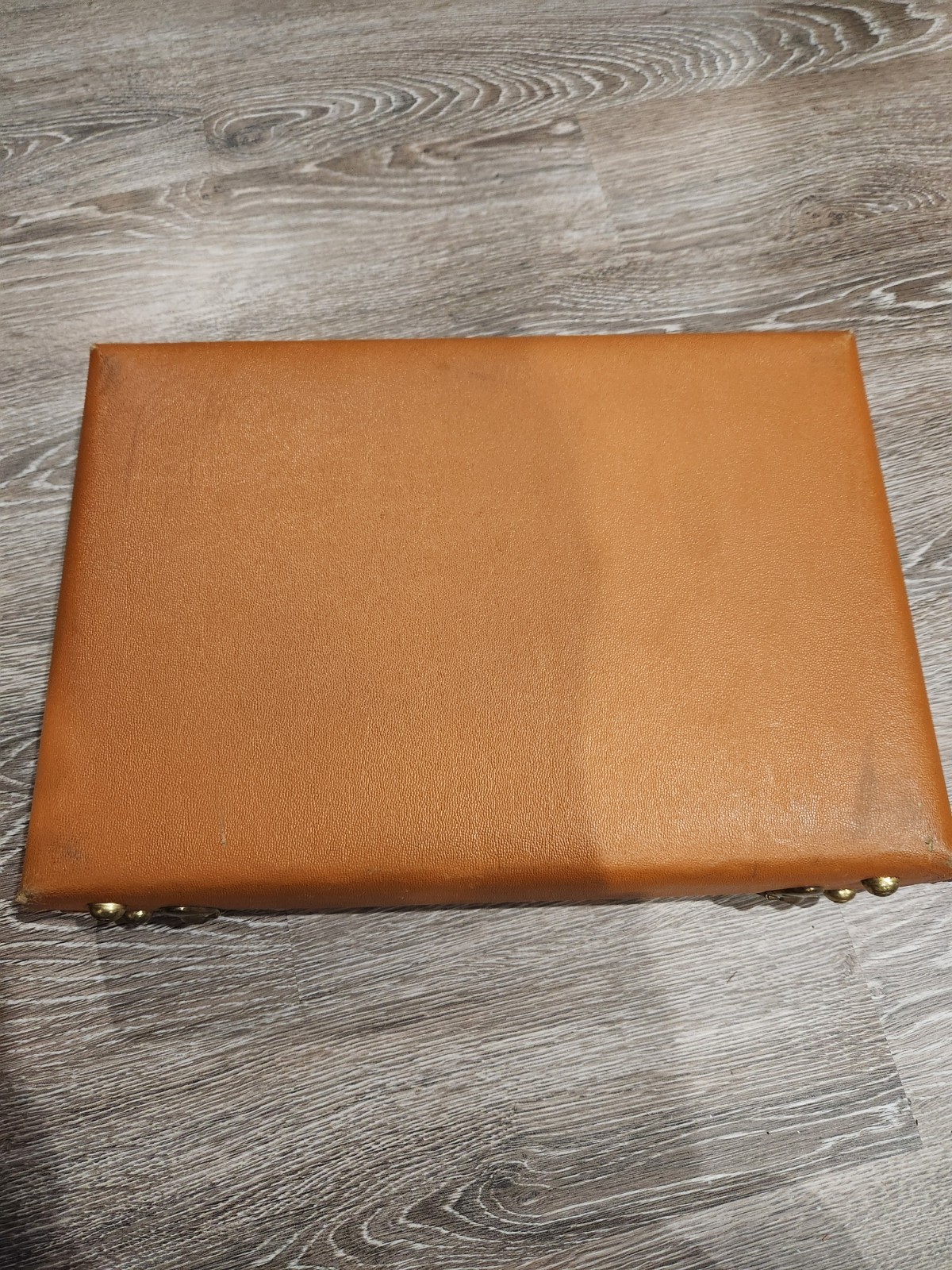 Vintage Brown Hard Faux Leather Suitcase with Locking & Compartments