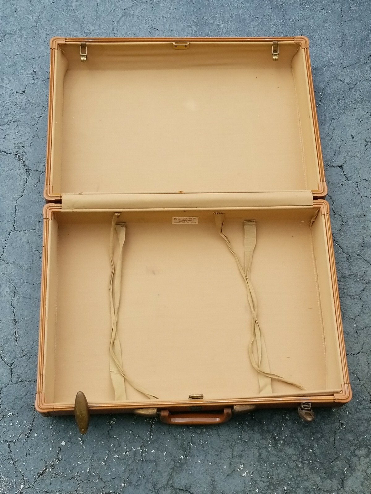 Vtg Large Samsonite 21″ Shwayder Bros. Leather Hard Shell Luggage Suitcase Brown