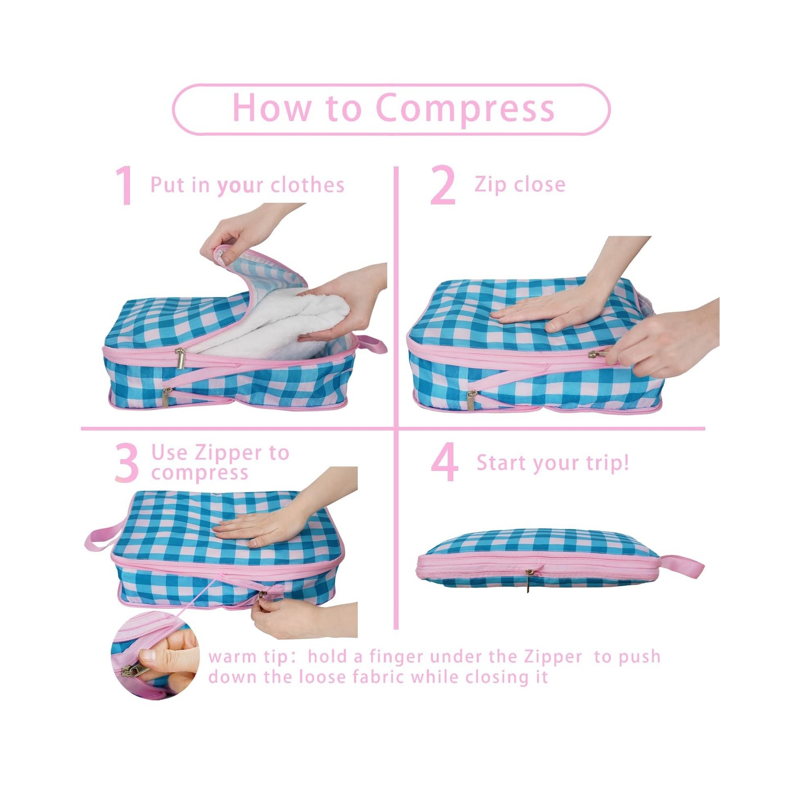 6 Pcs Compression Packing Cubes, Packing Cubes for Travel, Wate… FAST USA SHIP