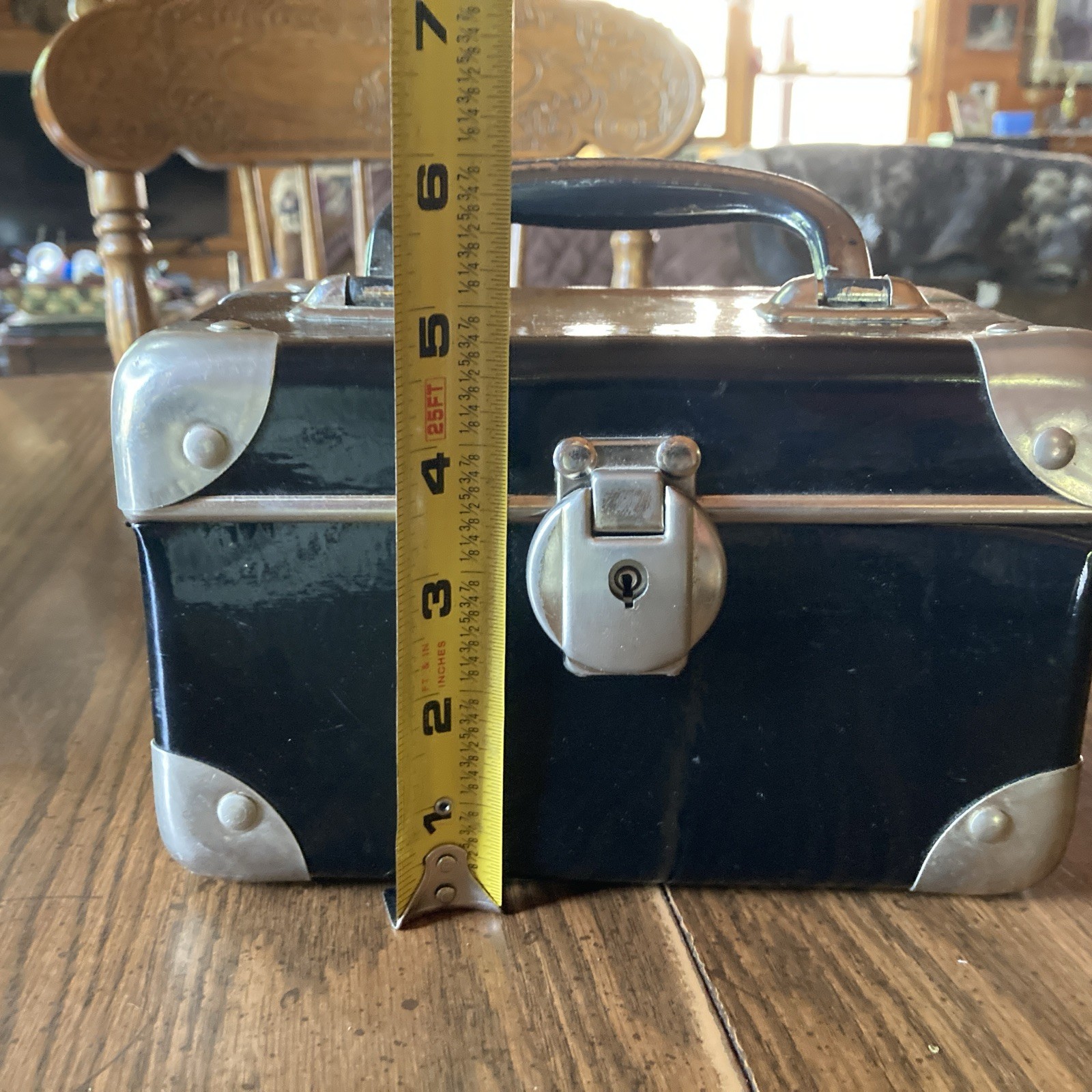 Vintage Hard Black Make Up/travel Case Made In Italy