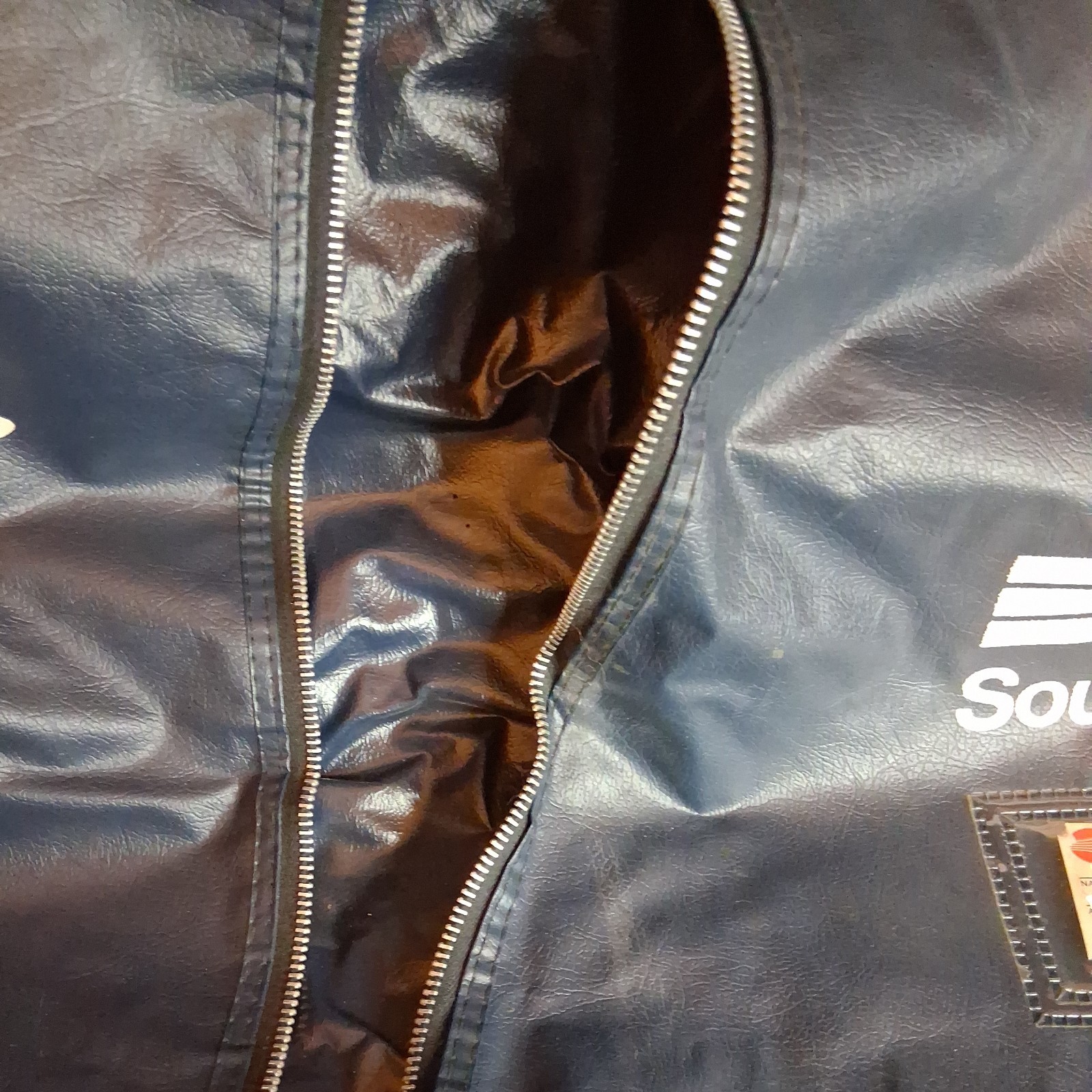 Vintage 1970’s Southern Airways Vinyl Faux Leather Folding Garment Bag dark BLUE