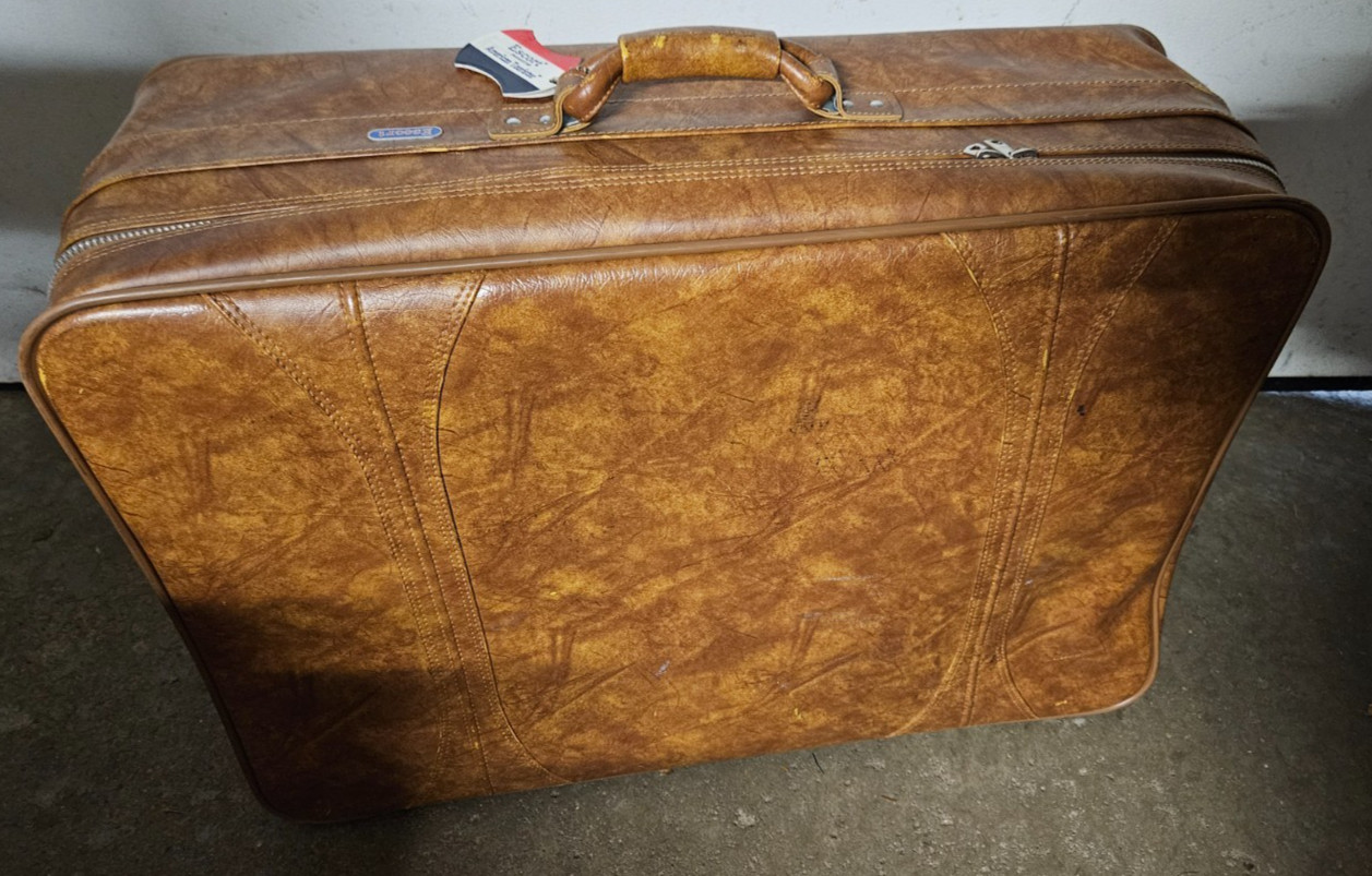 Vintage American Tourister Escort Series Luggage Suitcase Brown Naugahyde