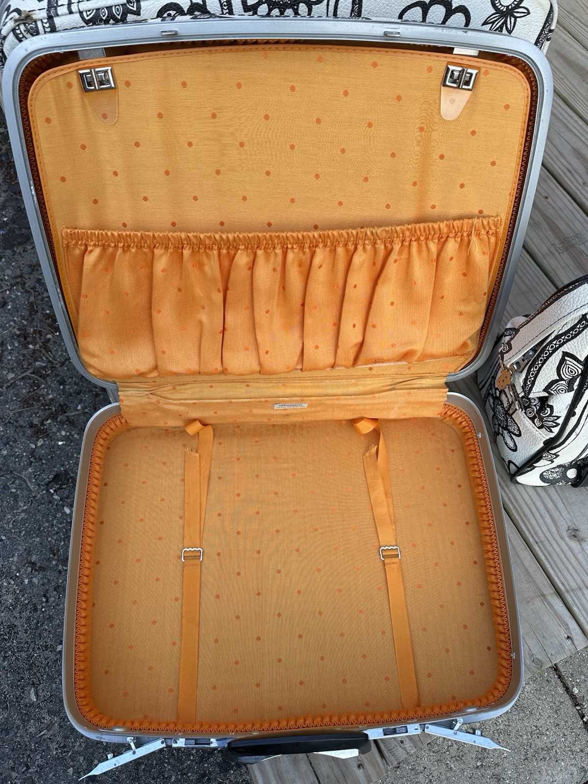 Set Of 4 Vintage Samsonite Fashionaire Marimekko Black & White Flower Pattern