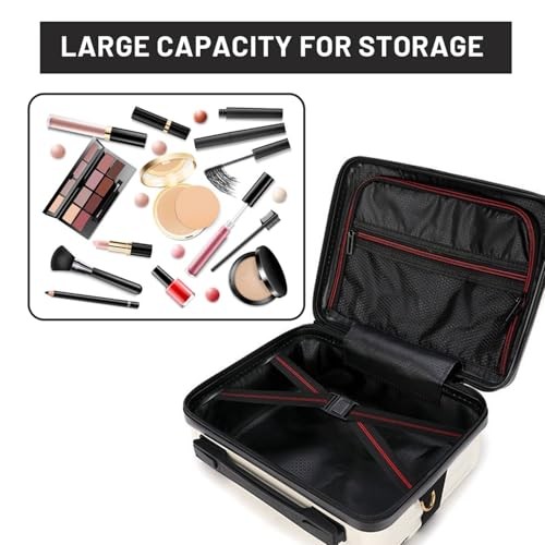 15 Inch Portable Hard Shell Makeup Case, Mini Cosmetic Travel Luggage White