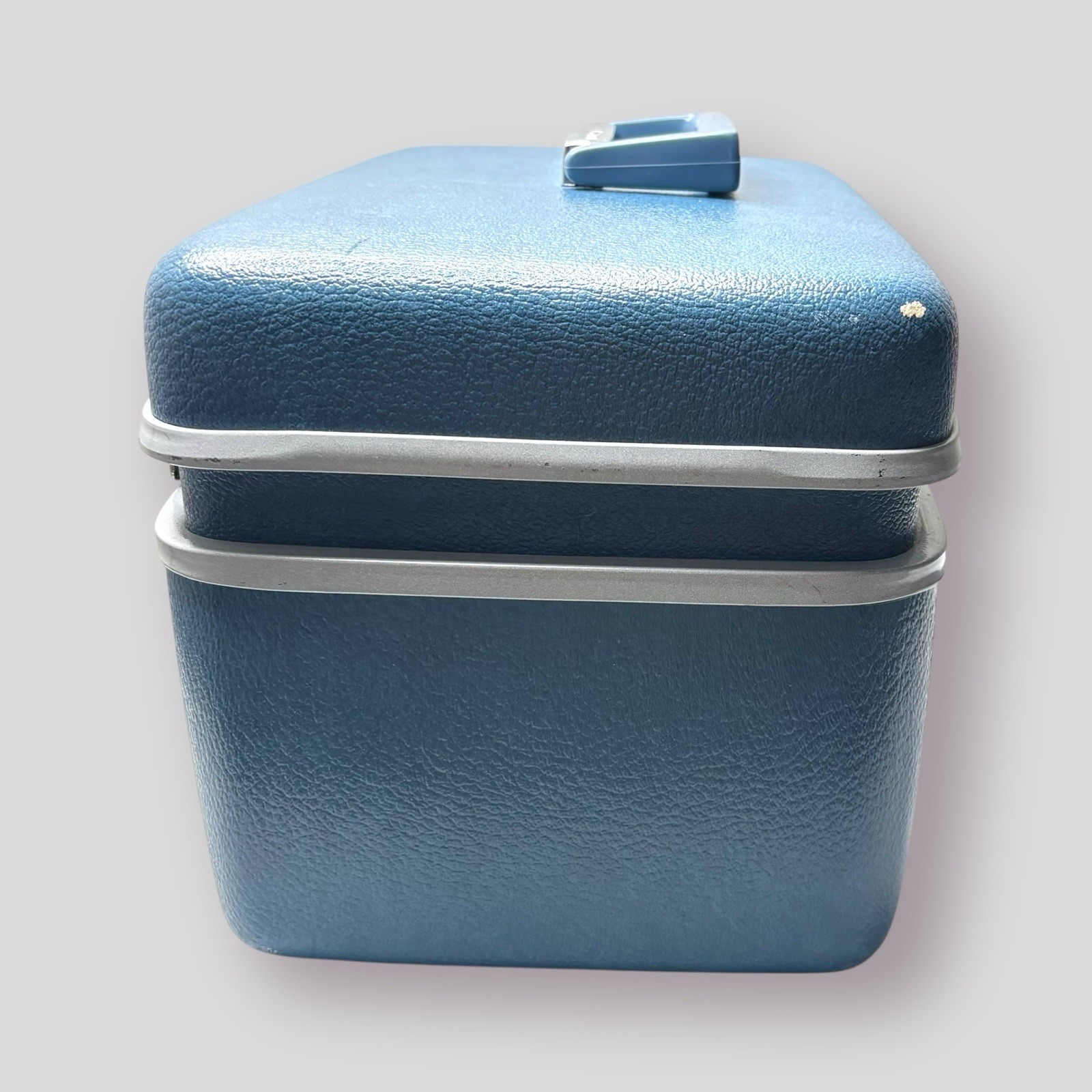 Samsonite Vintage Train Case Slate Blue Luggage Hard Royal Traveller Mirror Key
