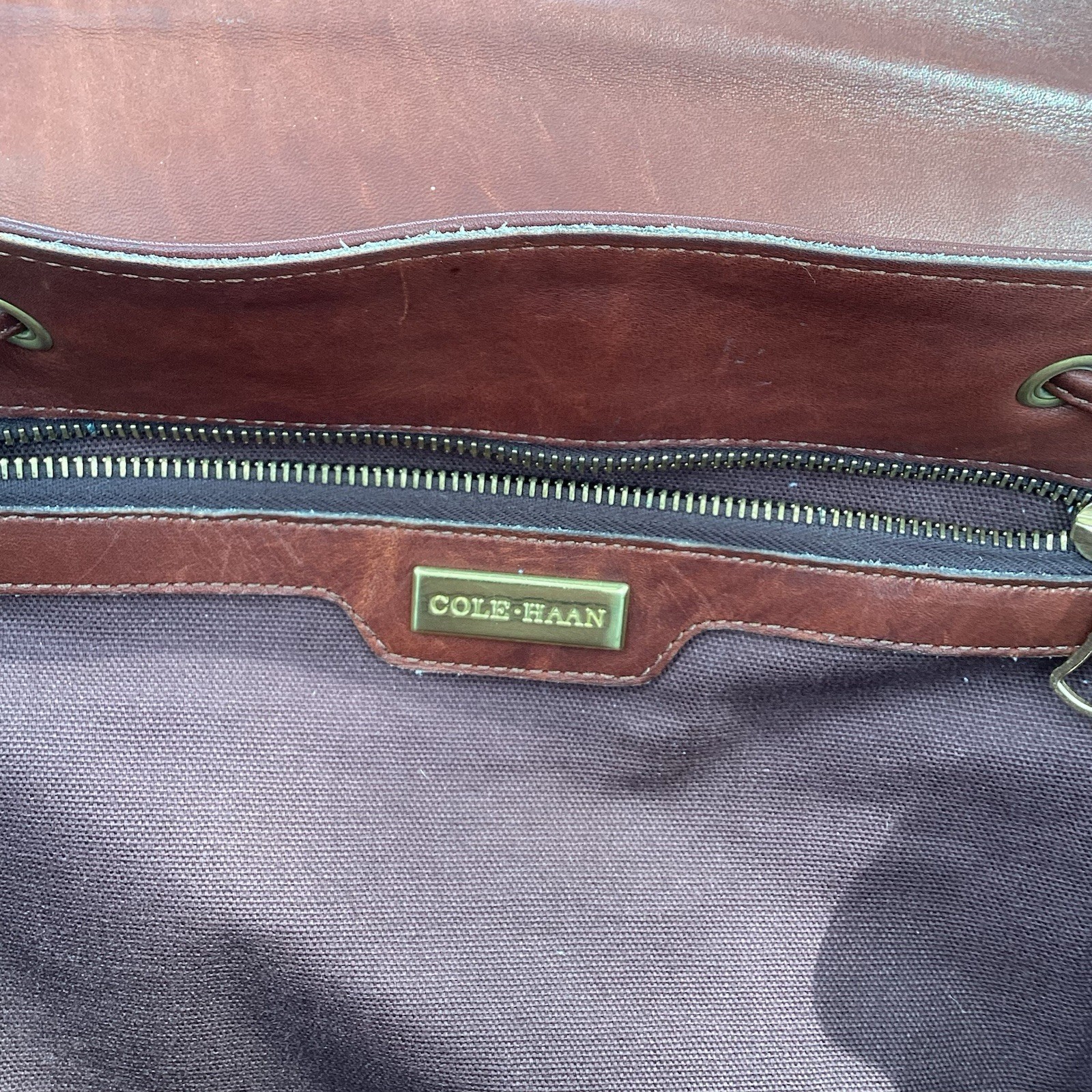 Cole Haan Vintage 90’s Brown Leather Backpack With Dust Bag