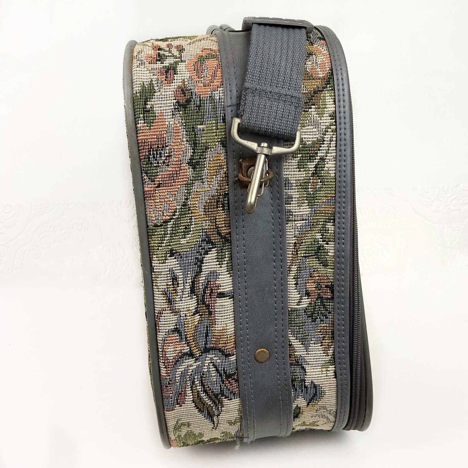 Vintage Jordache floral tapestry carry on suitcase travel bag luggage