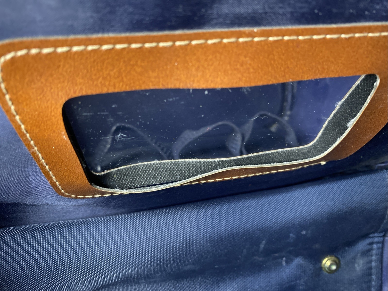 Vintage Jaguar Travel/storage Bag. Navy Blue With Leather Trim