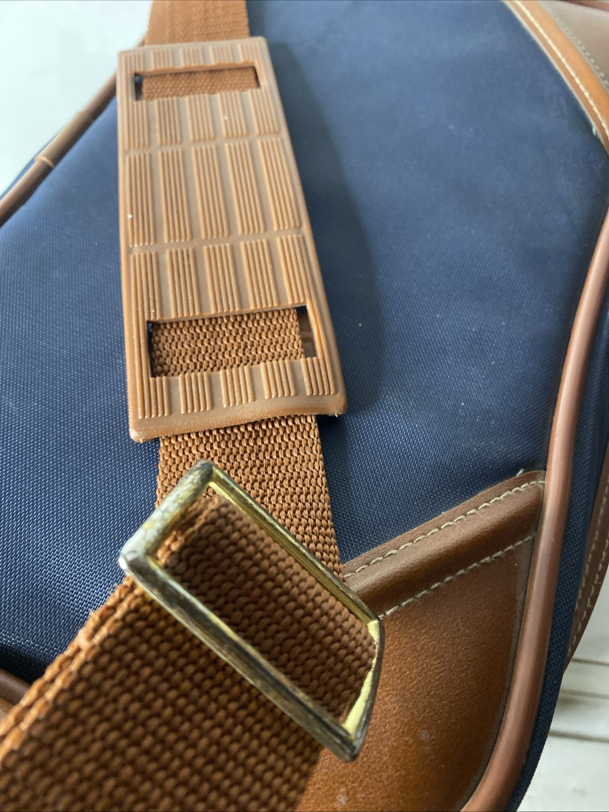 Vintage Jaguar Travel/storage Bag. Navy Blue With Leather Trim