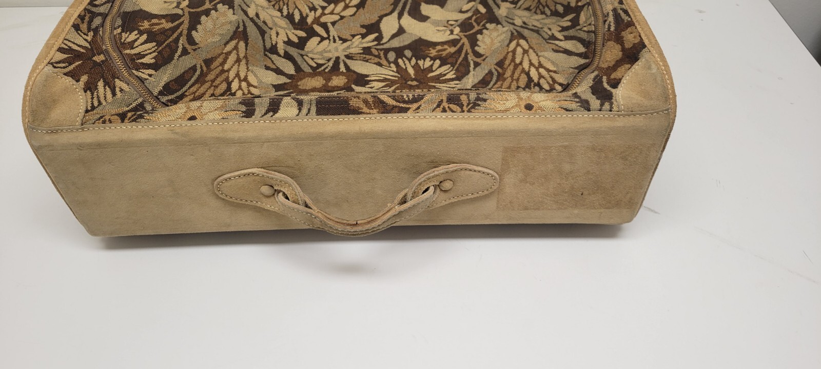 French Luggage Company Suitcase Dark Brown Tapestry w/wheels