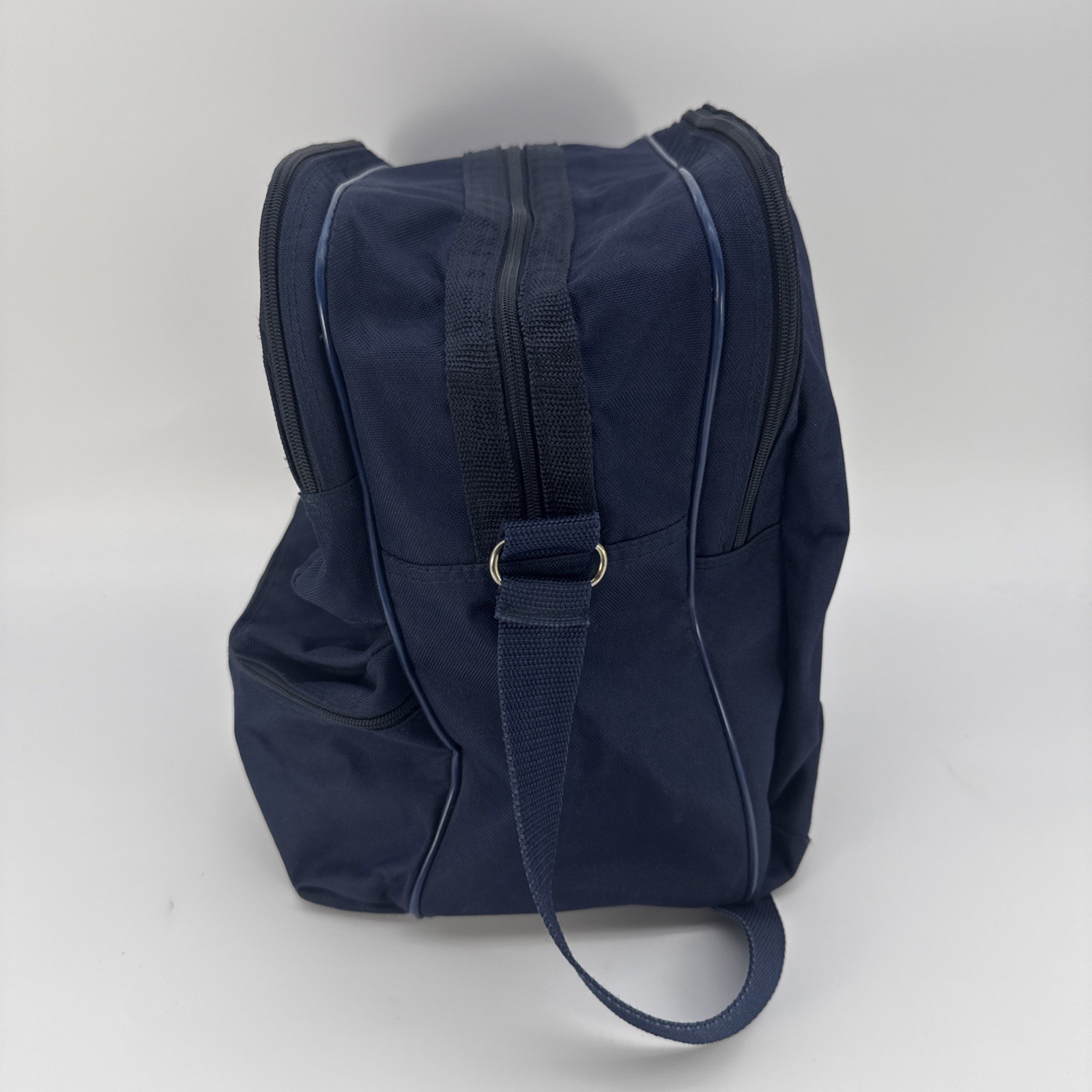 Vintage Lockheed Martin Logo Shoulder Duffel Bag Carry On Blue Nylon 4 Pockets
