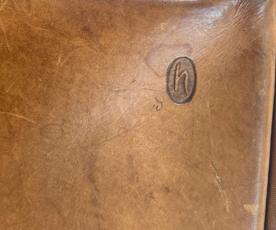 VINTAGE HARTMANN LUGGAGE BRIEFCASE TAN LEATHER BELTING BROWN USA OPENS CASE