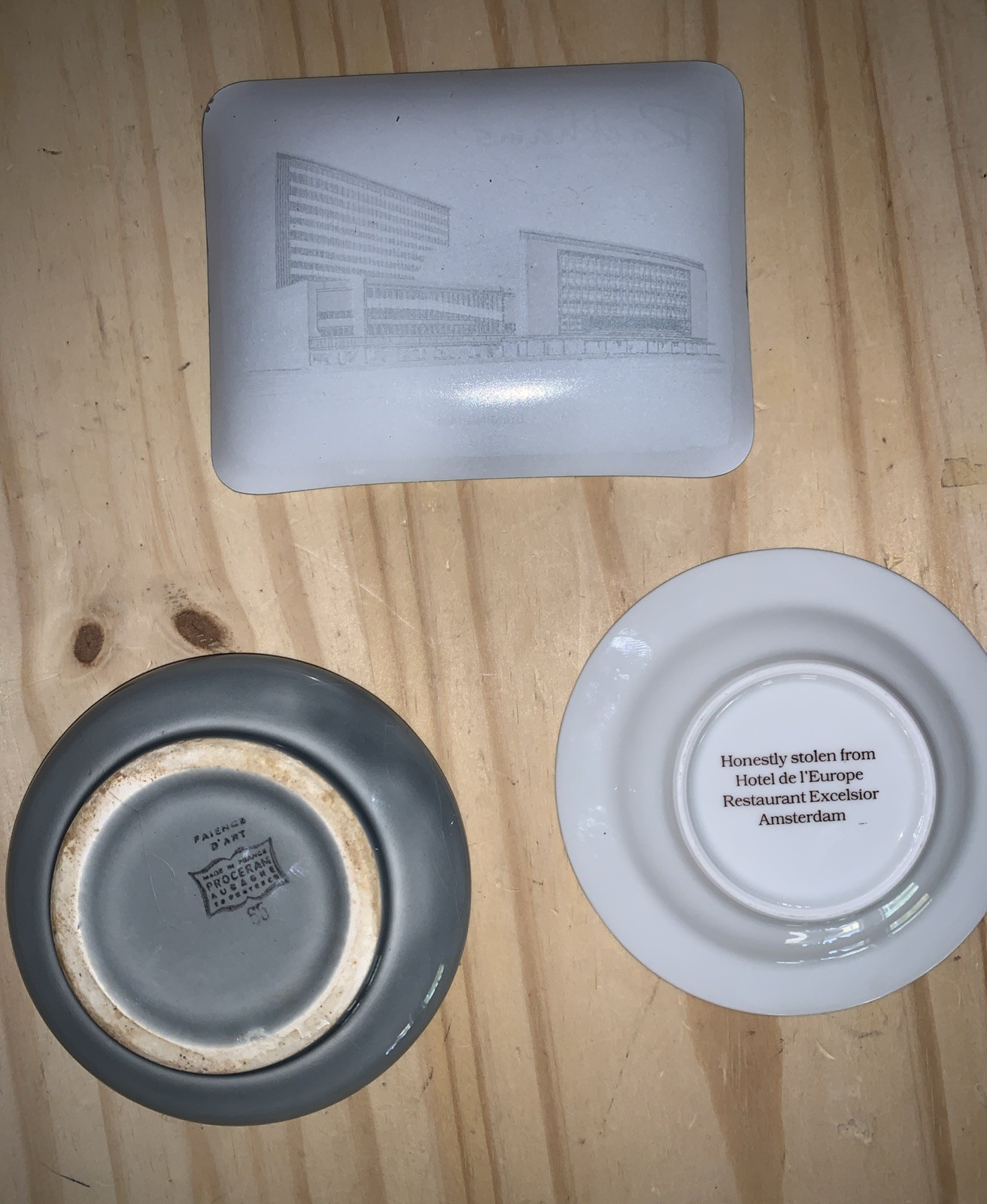 Vintage Hotel Ashtrays And Accessory Plates: Paris, Amsterdam And Birmingham