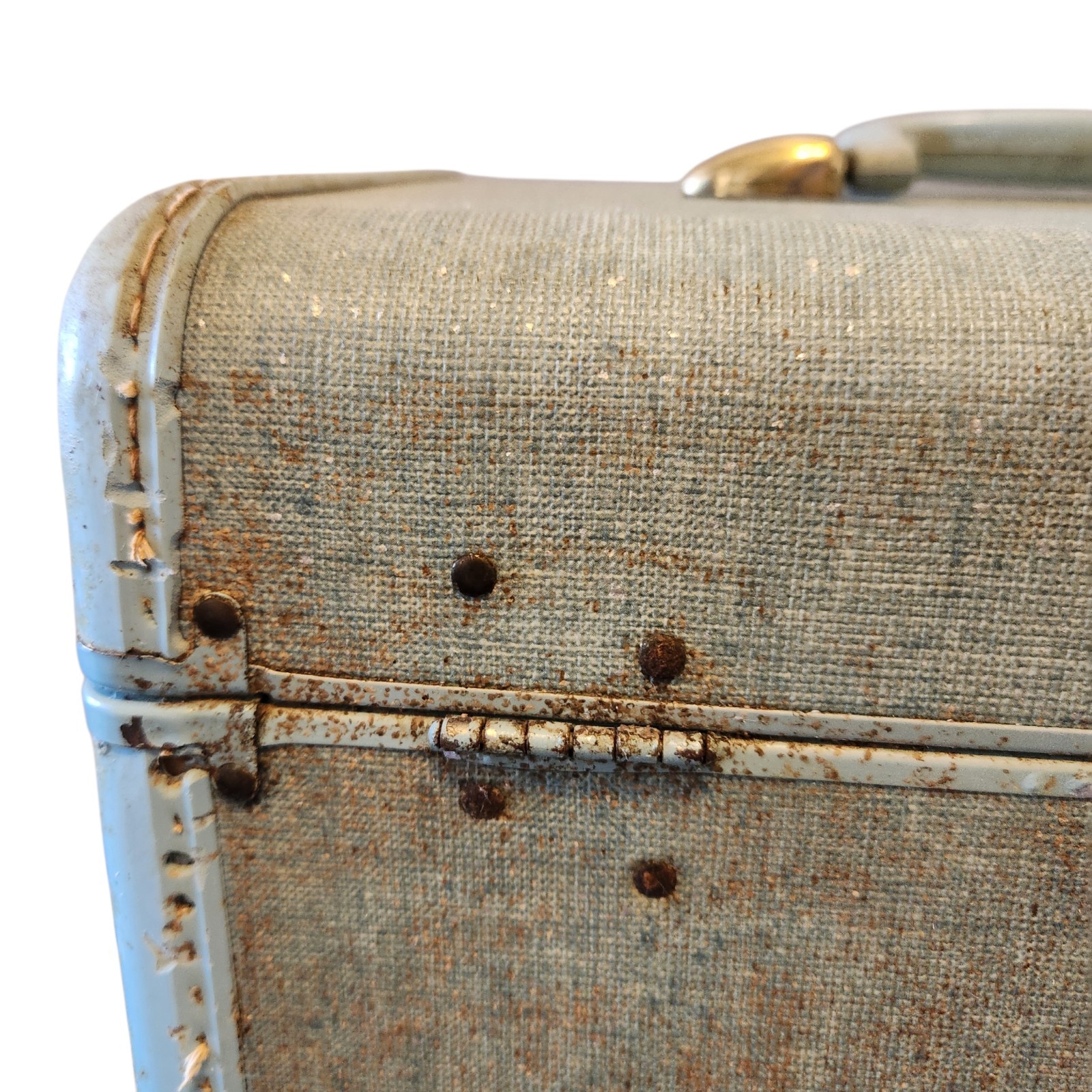 Vintage 1950s Blue Tweed Samsonite Train Vanity Case Overnight Shwayder Bros