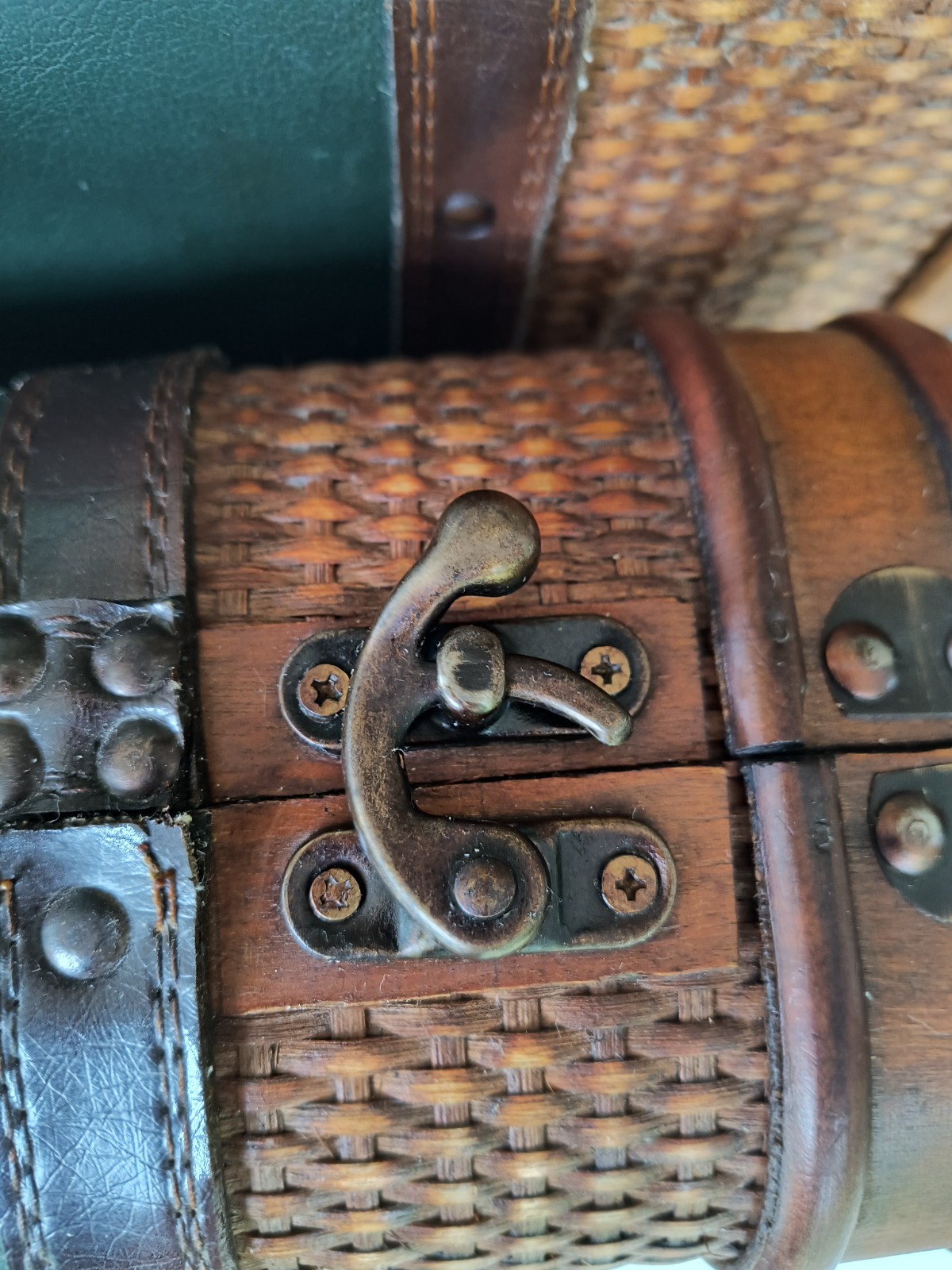 Retro Wood Leather Suitcase Luggage Pair Set