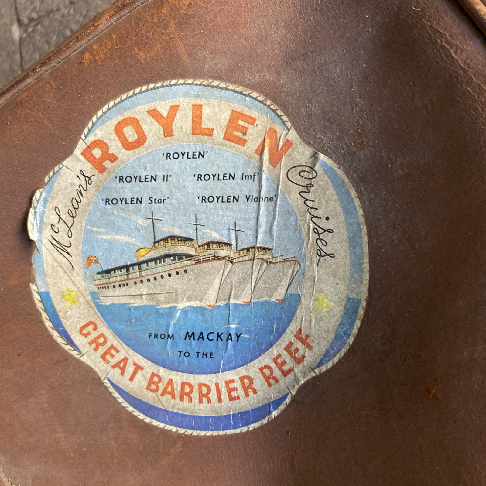 Vintage Genuine Pendragon Leather Suitcase Train Luggage 1950-60 +Labels