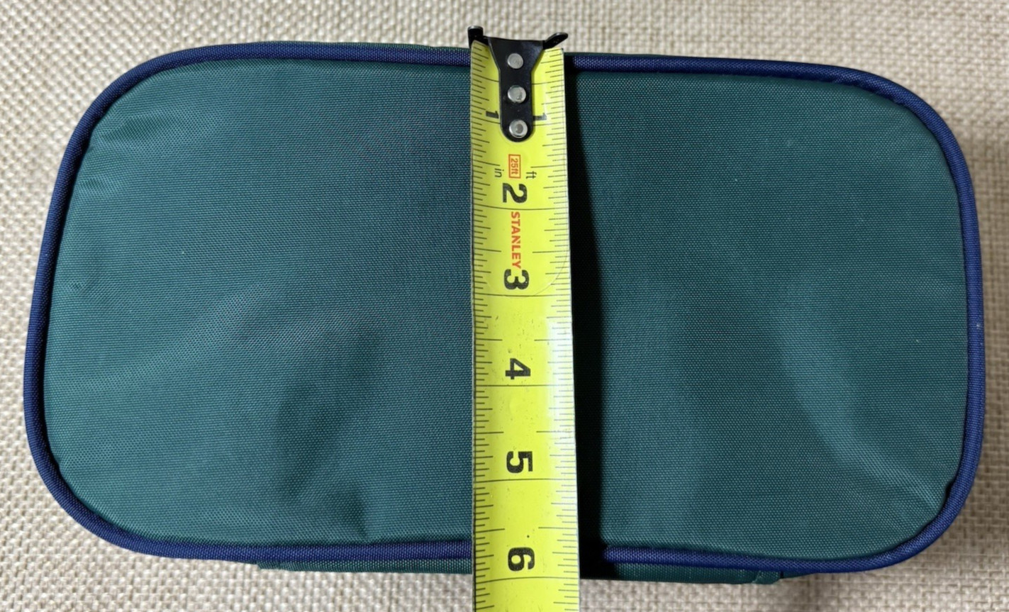 Lands End Toiletry Bag Lighthouse Green Blue Mongram CPT Vtg Travel Storage Dopp