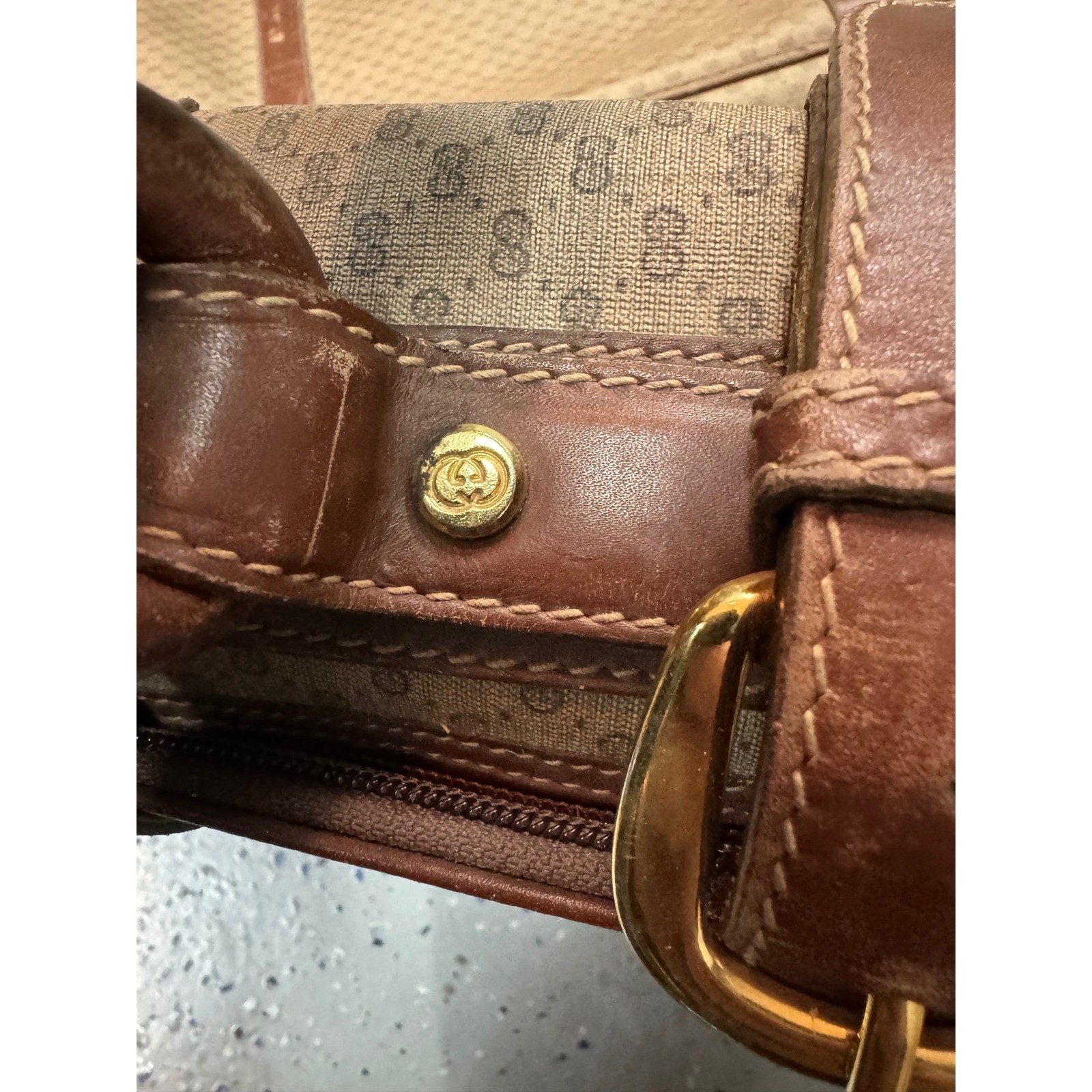 Gucci 1970’s Monogram Canvas Leather Trim Travel Luggage Set Vintage Authentic