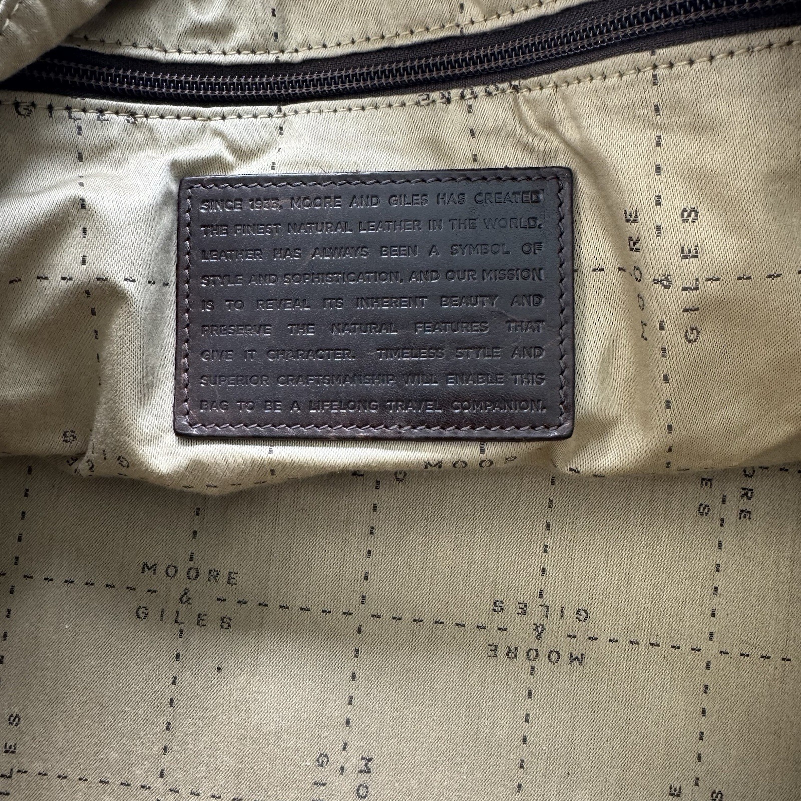 Vintage Moore & Giles Distressed Leather Weekender Duffel Travel Bag