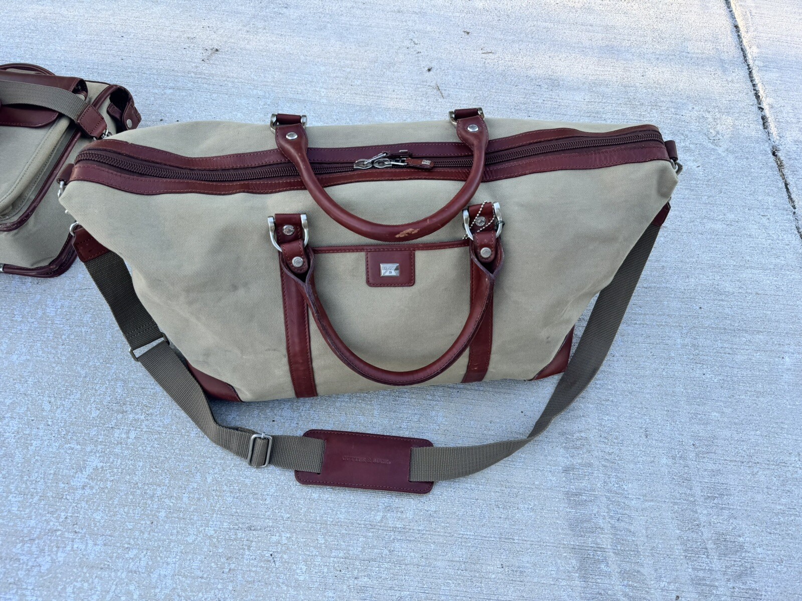 Vintage Cutter Buck Executive 3 Piece Briefcase & Weekender Duffel Bag Canvas