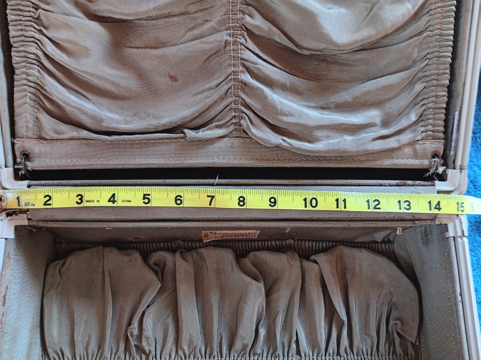VTG 1950s Samsonite Shwayder KEY Mrble Cream Suitcase Luggage 4521 15″ x 10 x 7