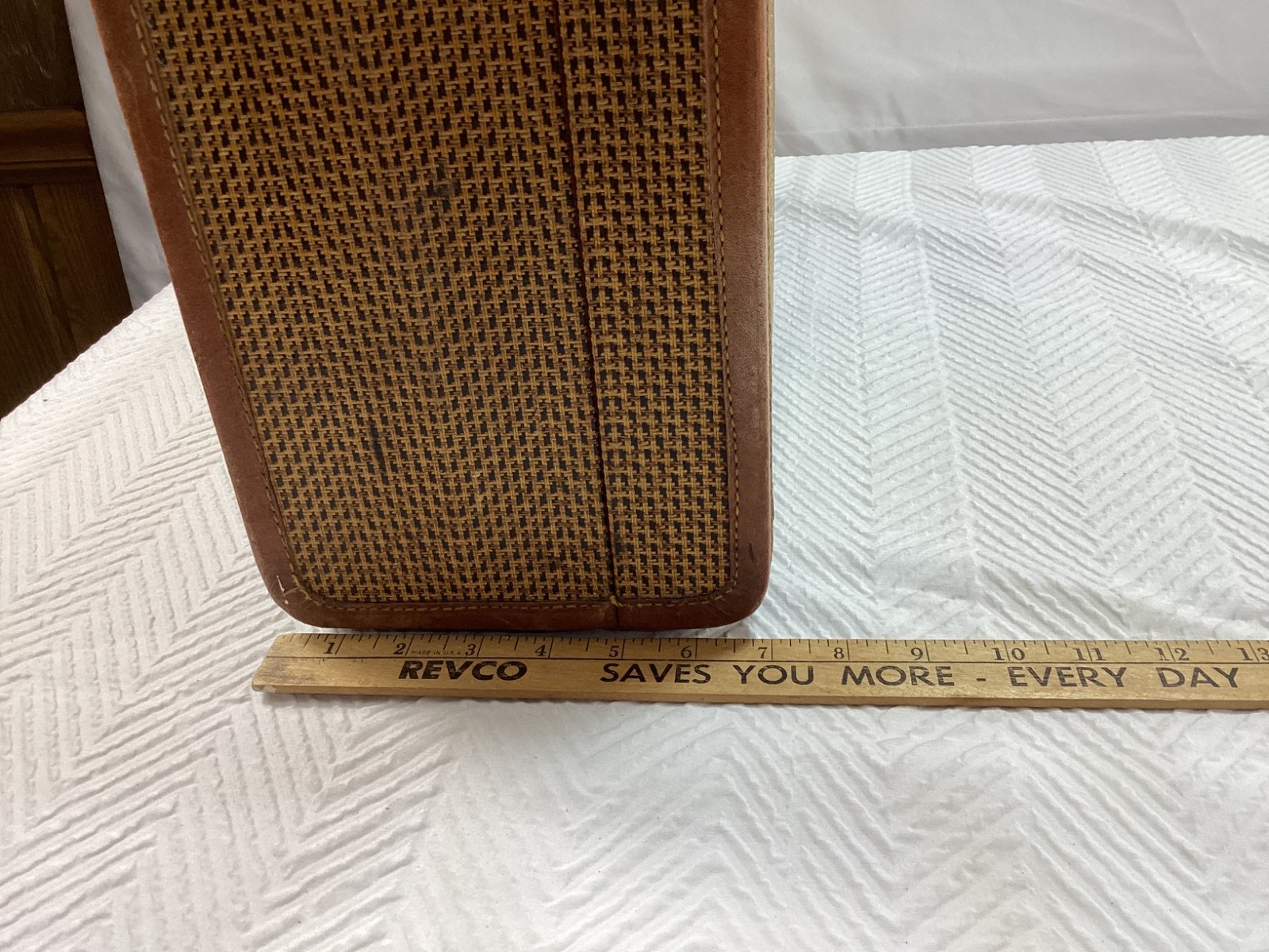 Vintage Wheary Luggage Brown Tweed Hardshell Suitcase 20x13x7 No Key