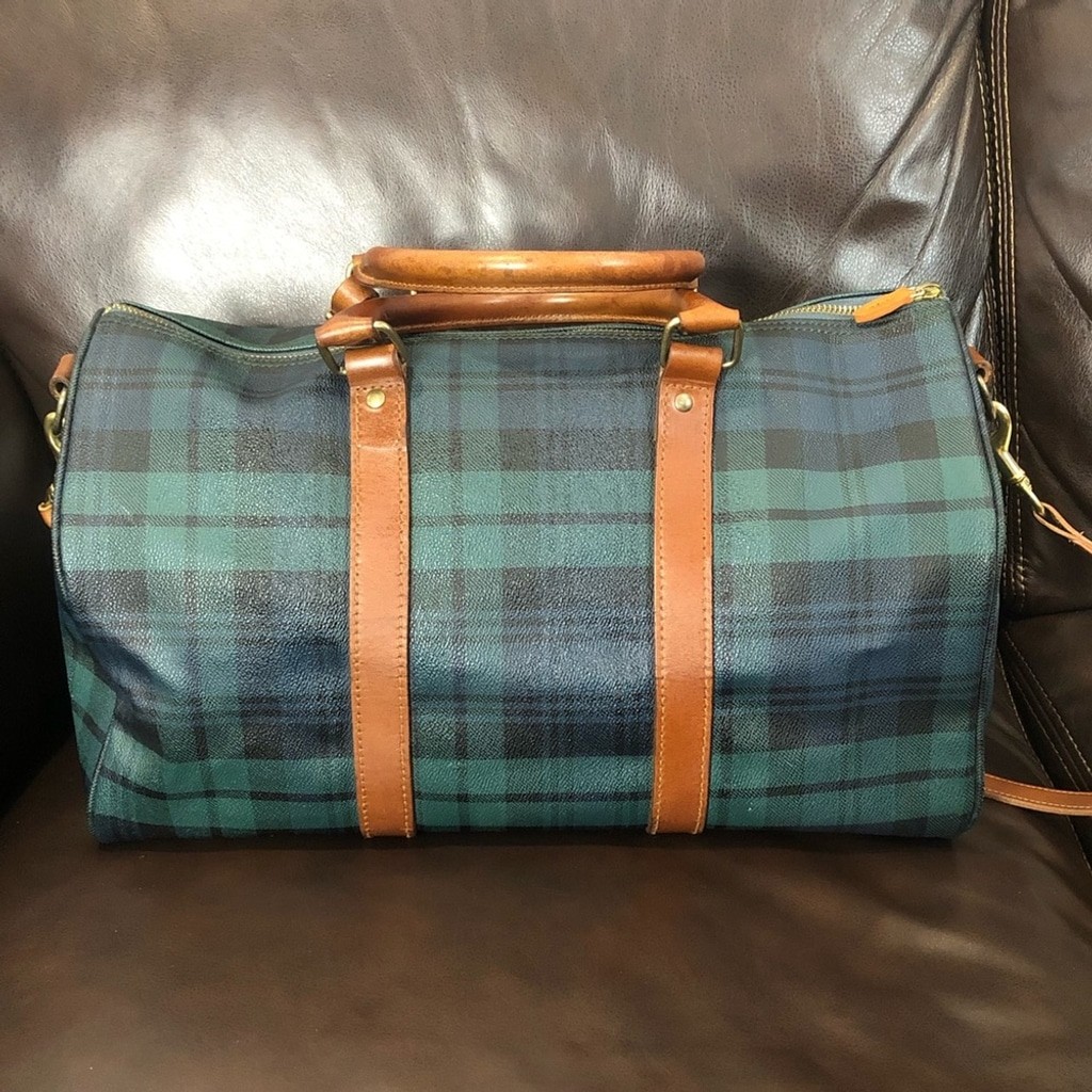 RALPH LAUREN Black Watch Plaid Boston Weekend Travel Duffle Doctors Bag 40cm