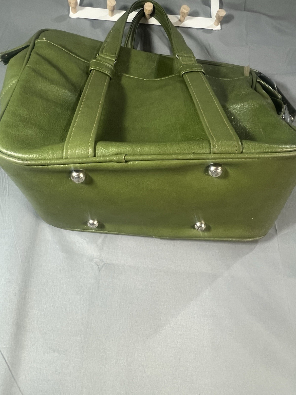 Vintage Samsonite Silhouette Denver, CO Green Zipper Carry-on Train Bag Handles