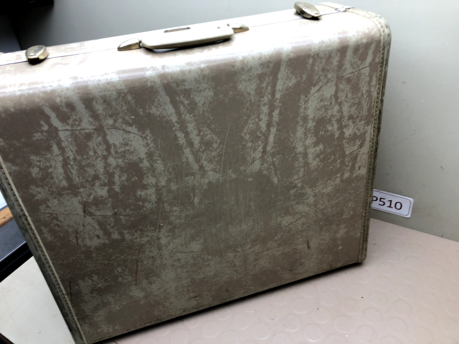 Vintage Large Samsonite Hard Side Suitcase Luggage 4551 Marble Cream