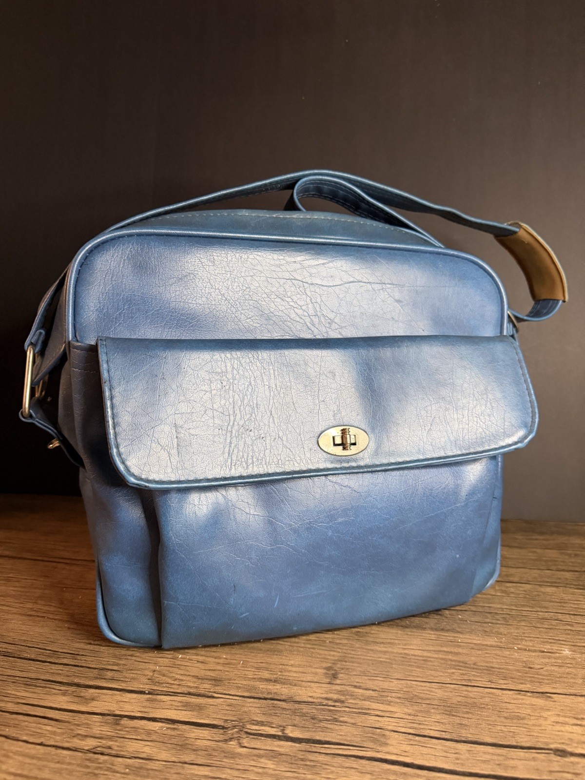 VTG Samsonite Silhouette Aqua Blue Carry On Travel Luggage Bag & Shoulder Strap