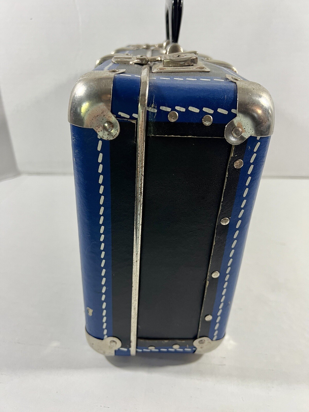 Unusual Vintage Blue Luggage Travel Suitcase Decor Istanbul Venedig Nice! #2
