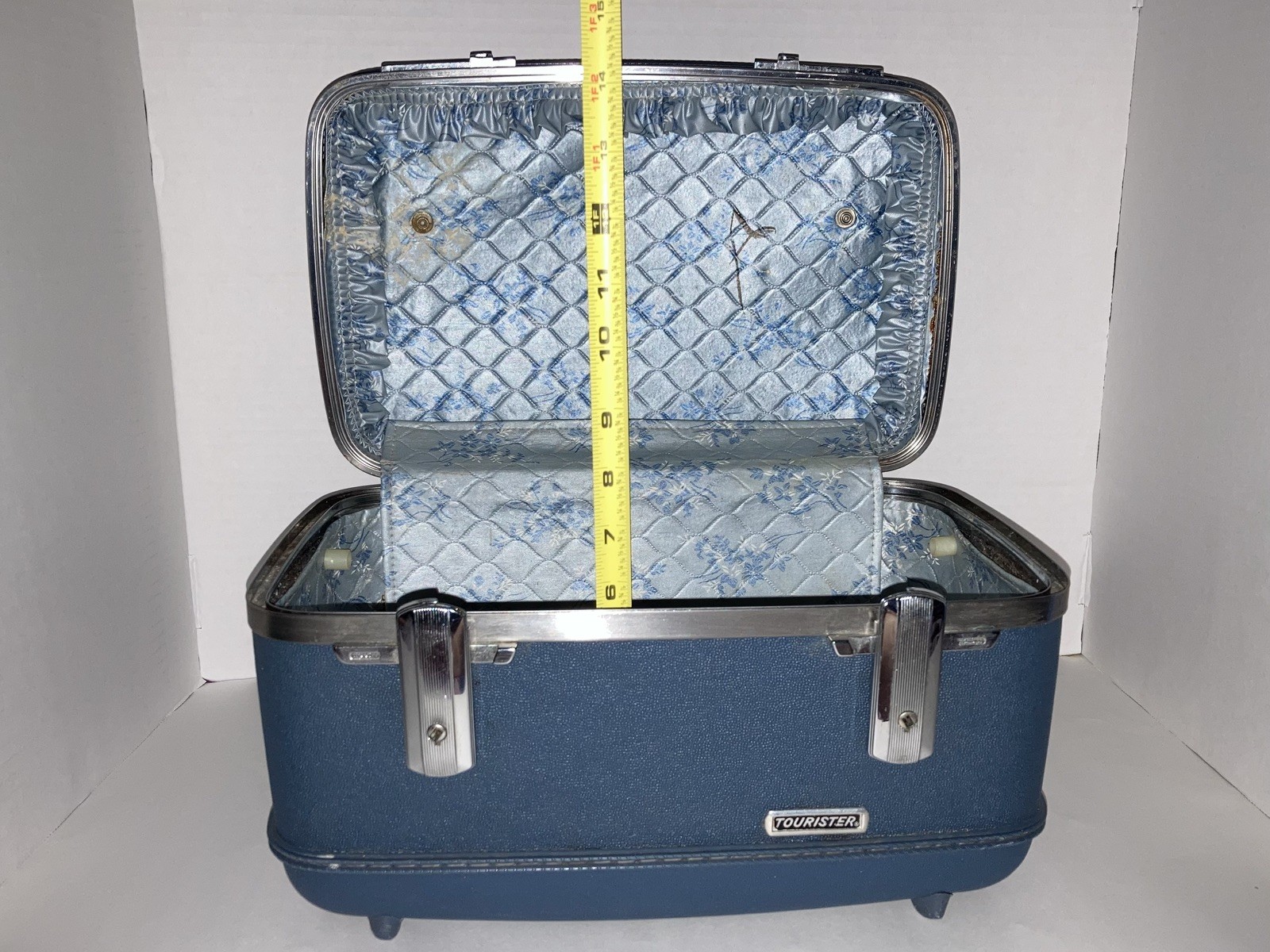 Vintage Navy Blue American Tourister Vanity Make-Up Travel Case Hard Luggage