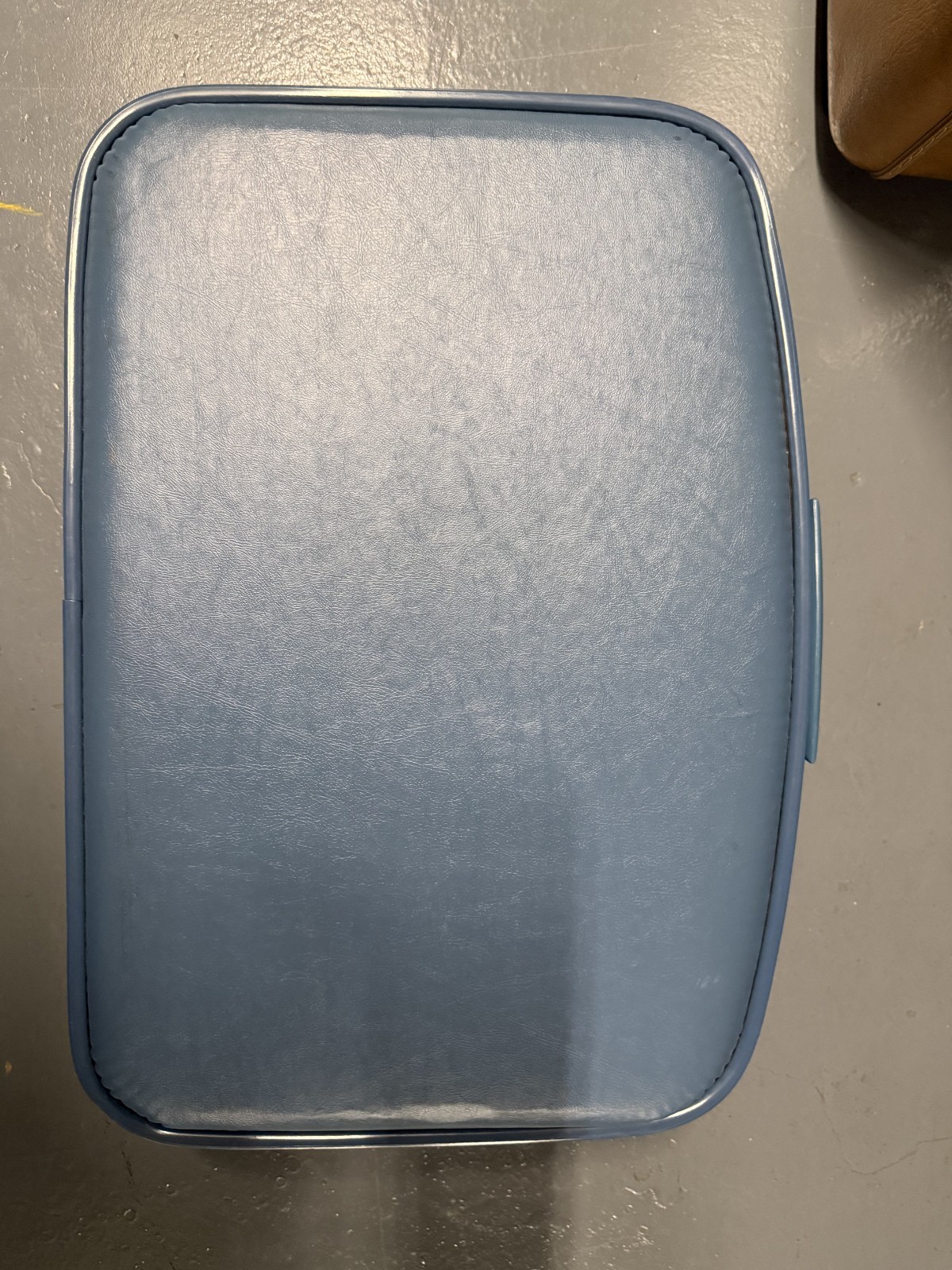 Vintage Blue Vinyl Hard Case Suitcase – Mid Century