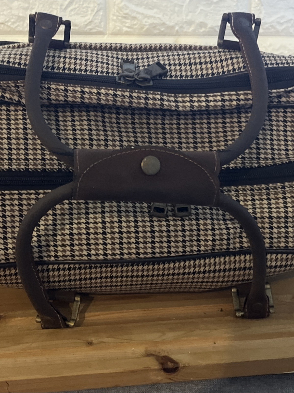 Impressive Vintage Biltmore Vanderbilt Lux Houndstooth Weekender Shoulder Tote