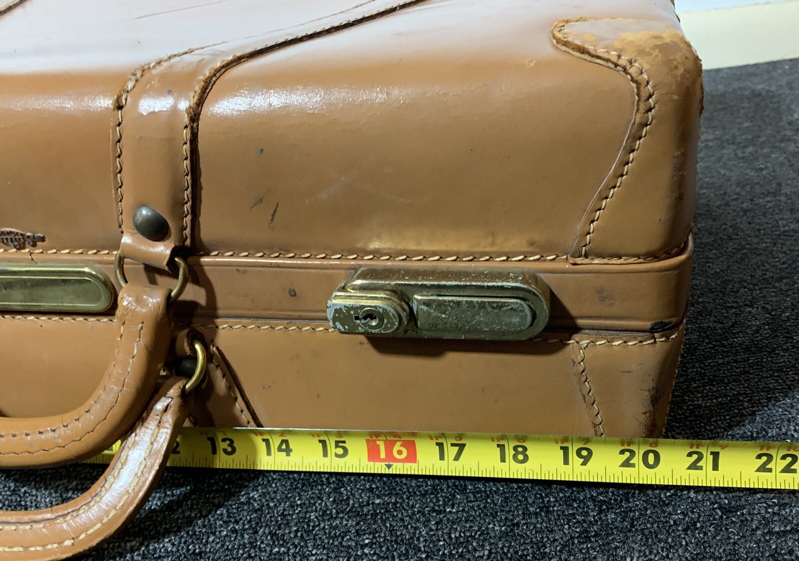 Vintage 50s GS Stylite Philadelphia PA Deluxe Suitcase Light Brown Leather Case