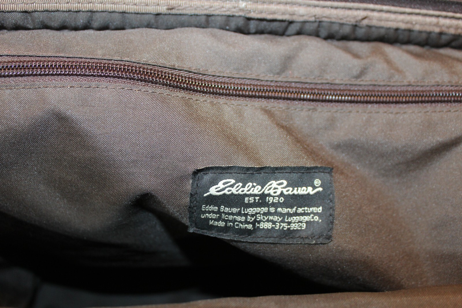 Vintage Eddie Bauer Brown Plaid Canvas & Leather Travel Duffle Satchel Bag