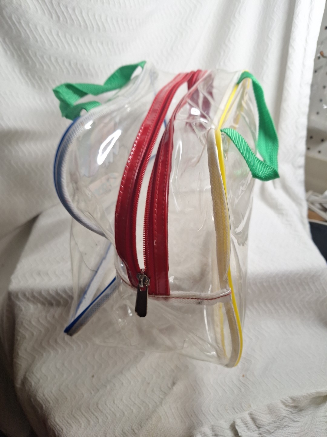 VTG Clear See Through Crayola Crayon Duffle Bag Tote Luggage Carry On 1990s E6