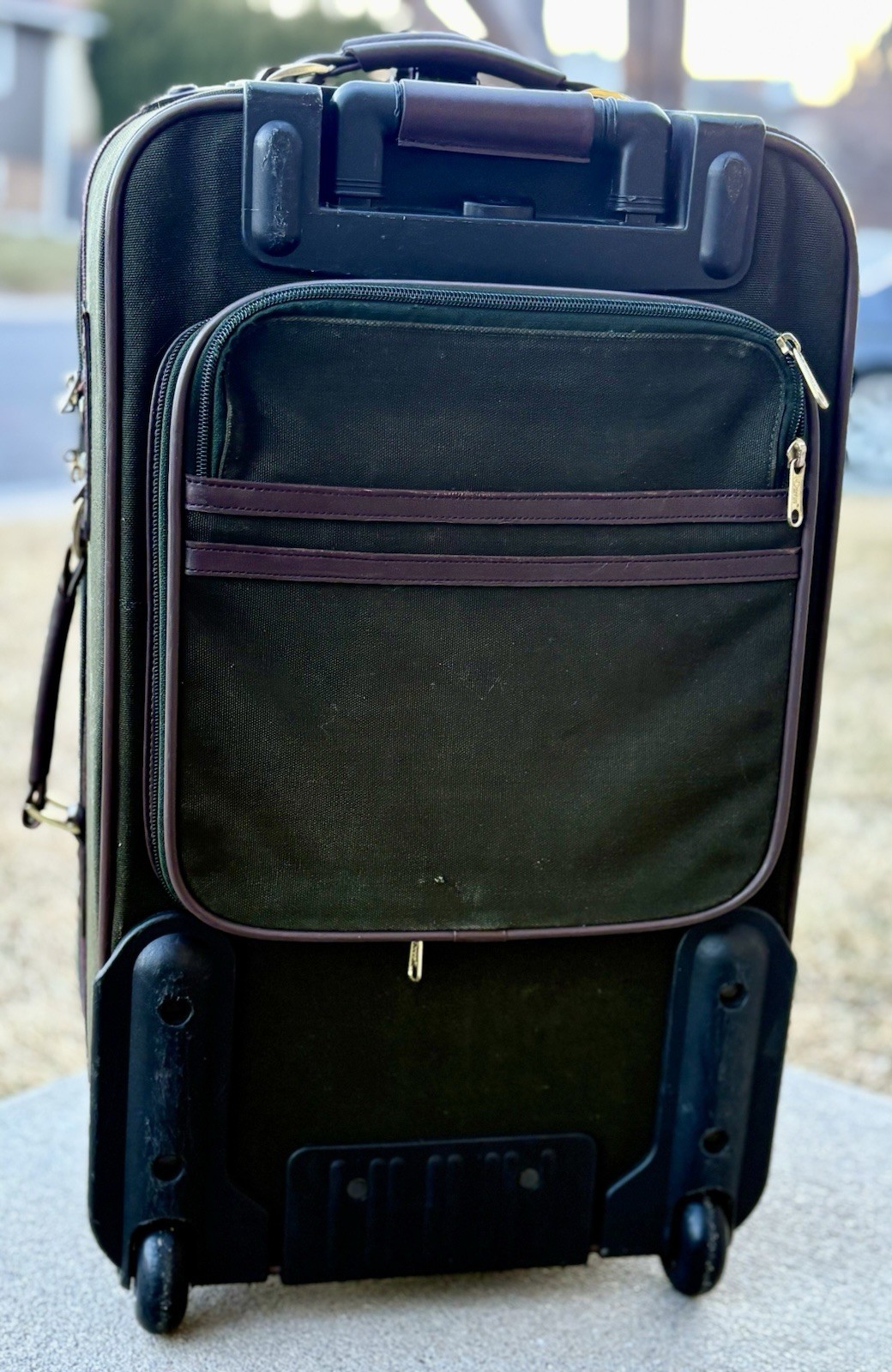 Vintage Orvis Battenkill Luggage Bag Rolling Suitcase Upright Carry On Green 22”