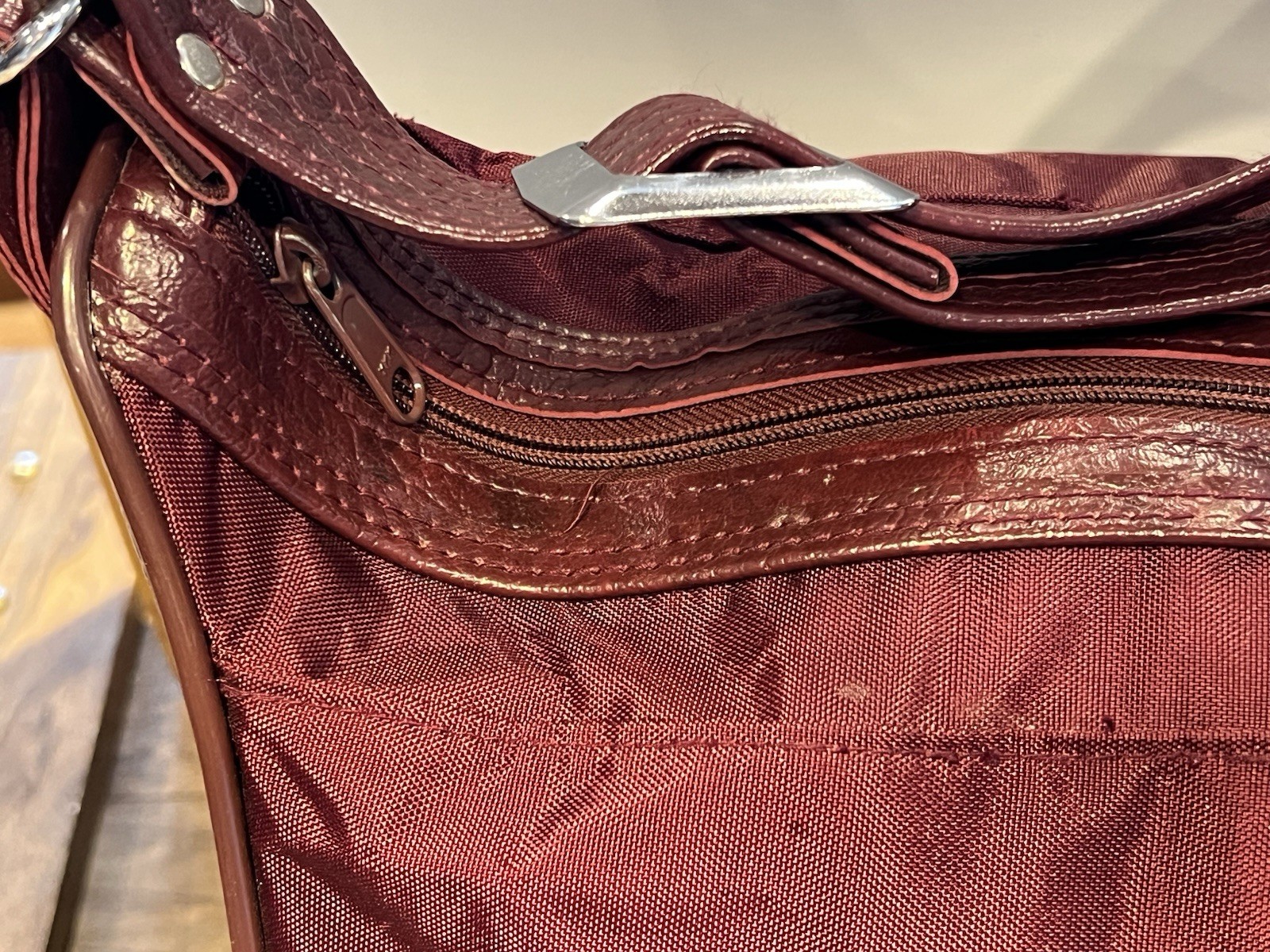 Vintage American Tourister Carry On Tote Duffle Bag Red Faux Leather W Strap VTG