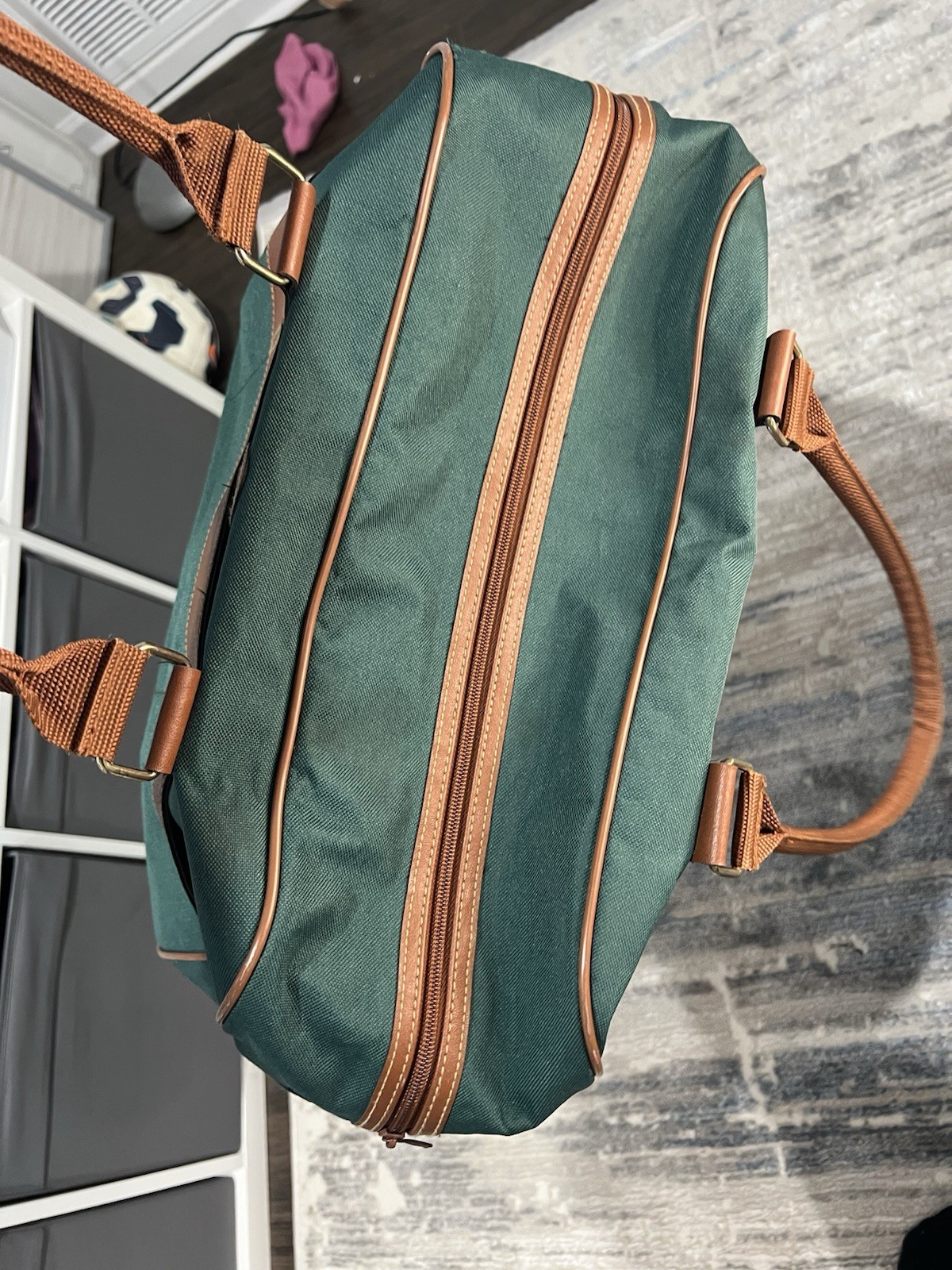 Vintage Polo Ralph Lauren Green/Brown Overnight Duffle Bag Weekender Canvas