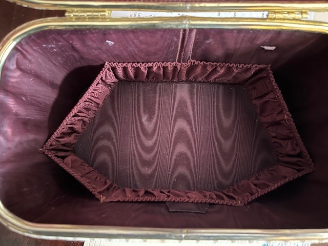 Neiman Marcus Monogram Vanity Train Case Top Handle with brass turn latch