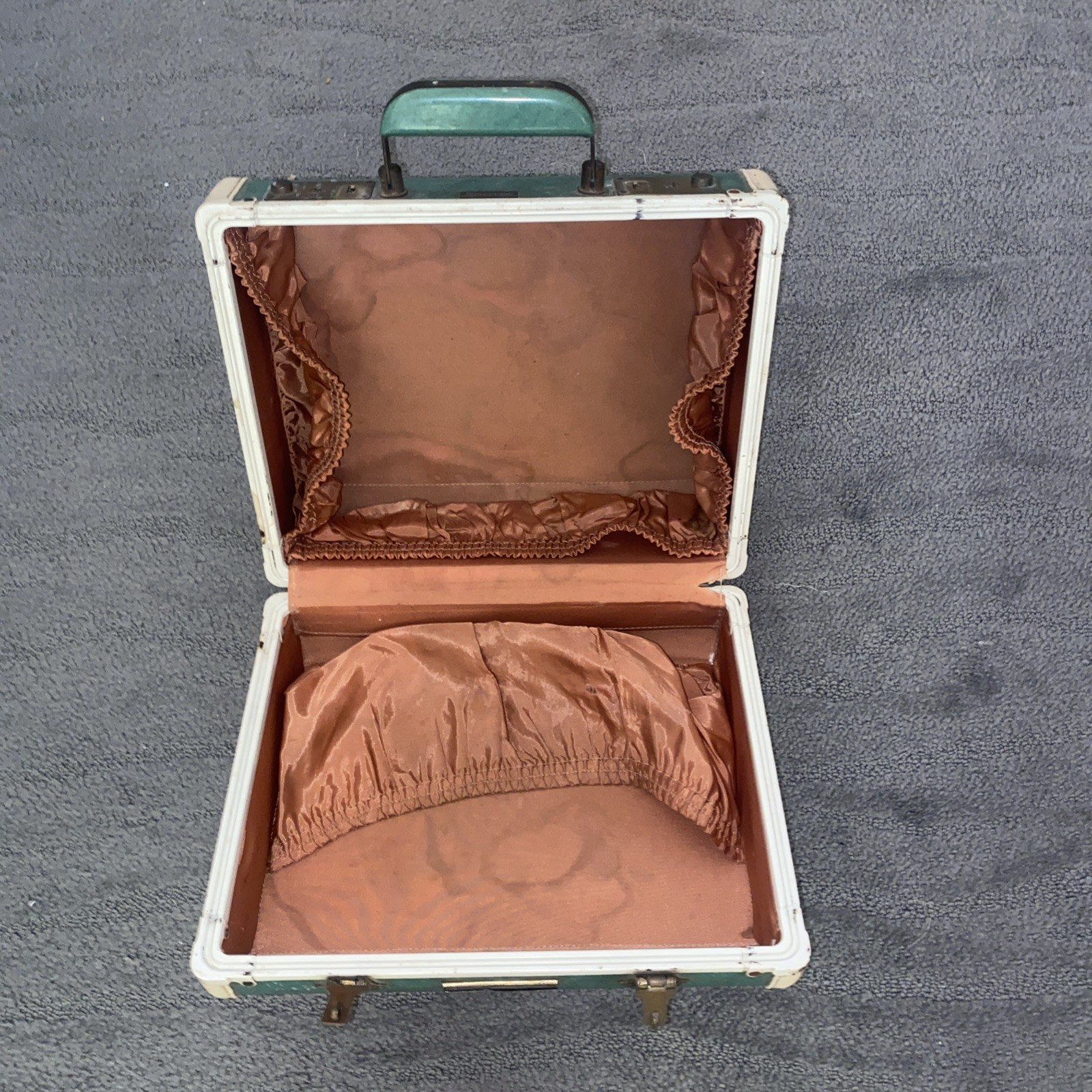 Vintage Samsonite Train Makeup Cosmetics Case Green Mid-Century Modern 1950-60’s