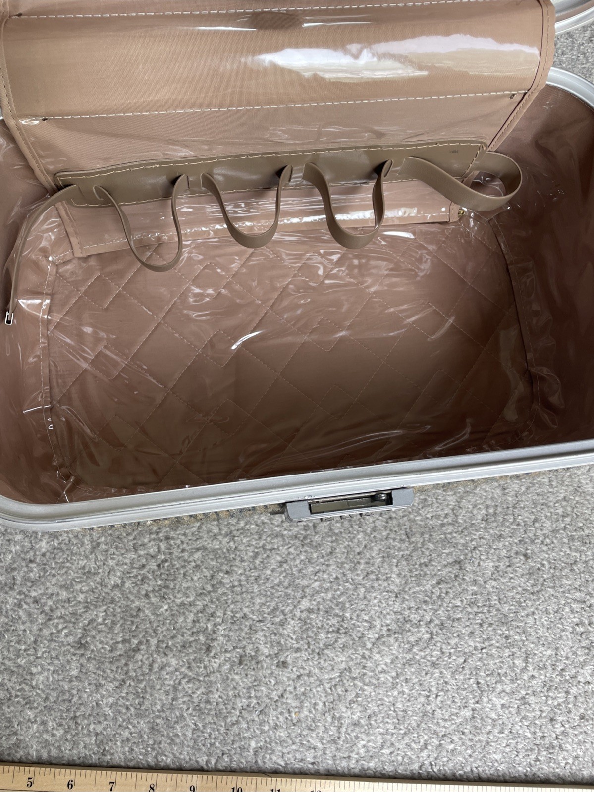 Vintage 60s Train Case Skyway Travel Retro 1960s Tweed Makeup Luggage Combo Lock