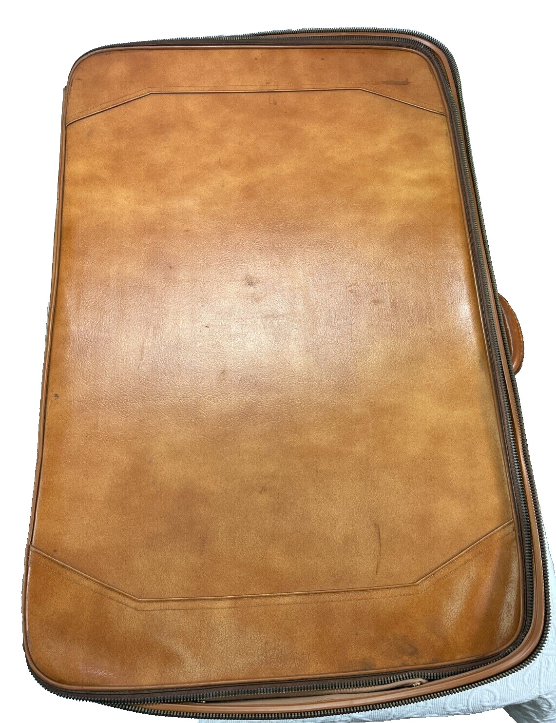 Vintage LARK Extra Large Brown Leather Suitcase 33 X 21 X 11