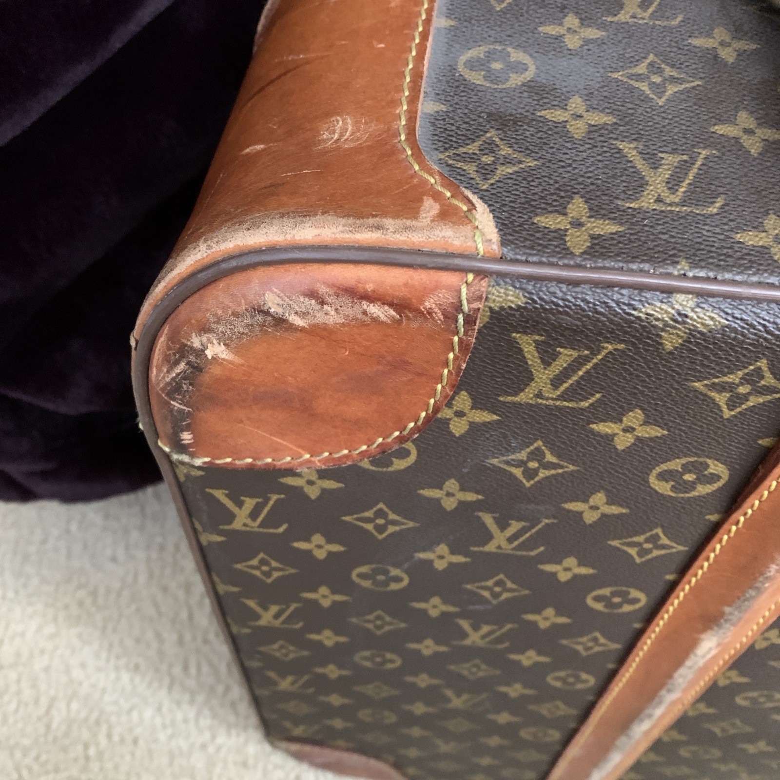 Auth Vintage Louis Vuitton Monogram Stratos 60 M23236 Trunk Case W/divider