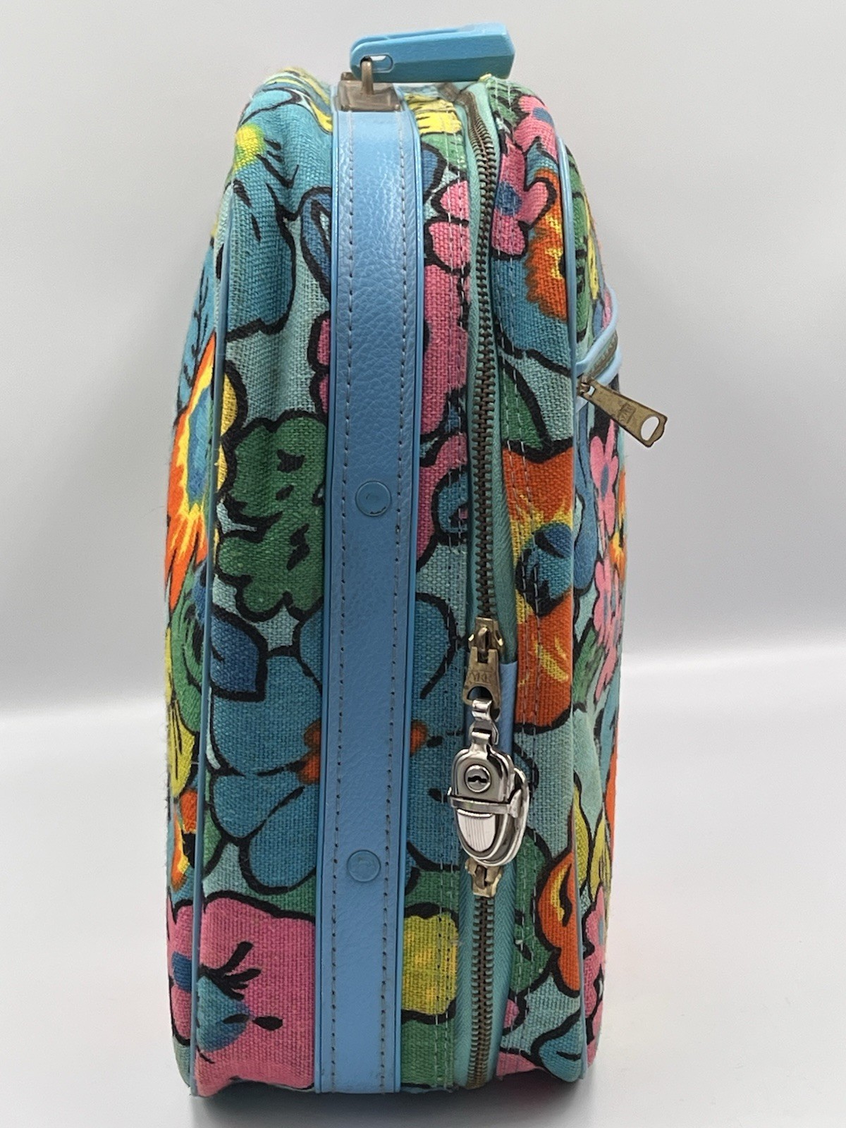 Retro Groovy Mod Flowers Suitcase Carry On Travel Hippie Boho MCM Canvas 1960’s